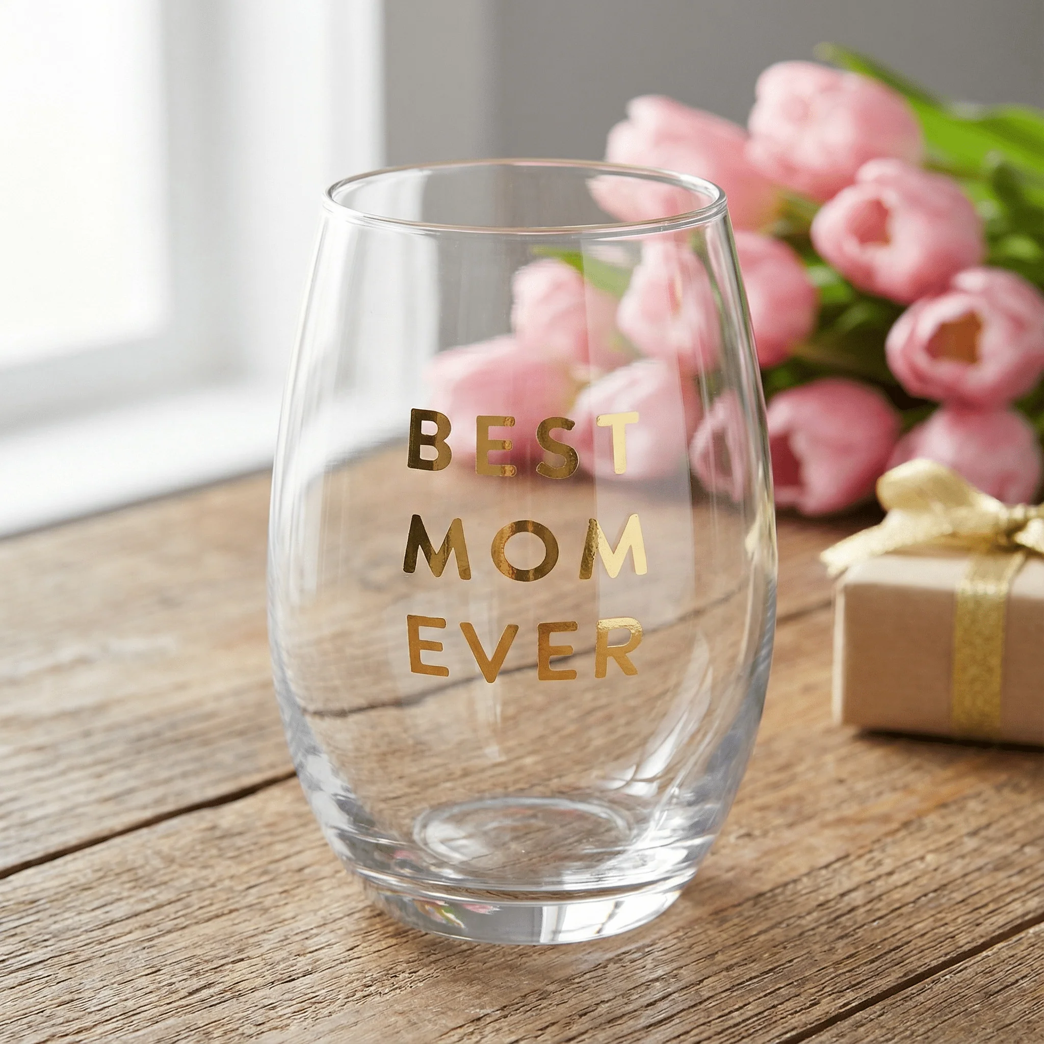 Best Mom Ever Stemless Wine Glass | Crystal Clear Drinkware Gift For Mother's Day | 17 oz - Image 7