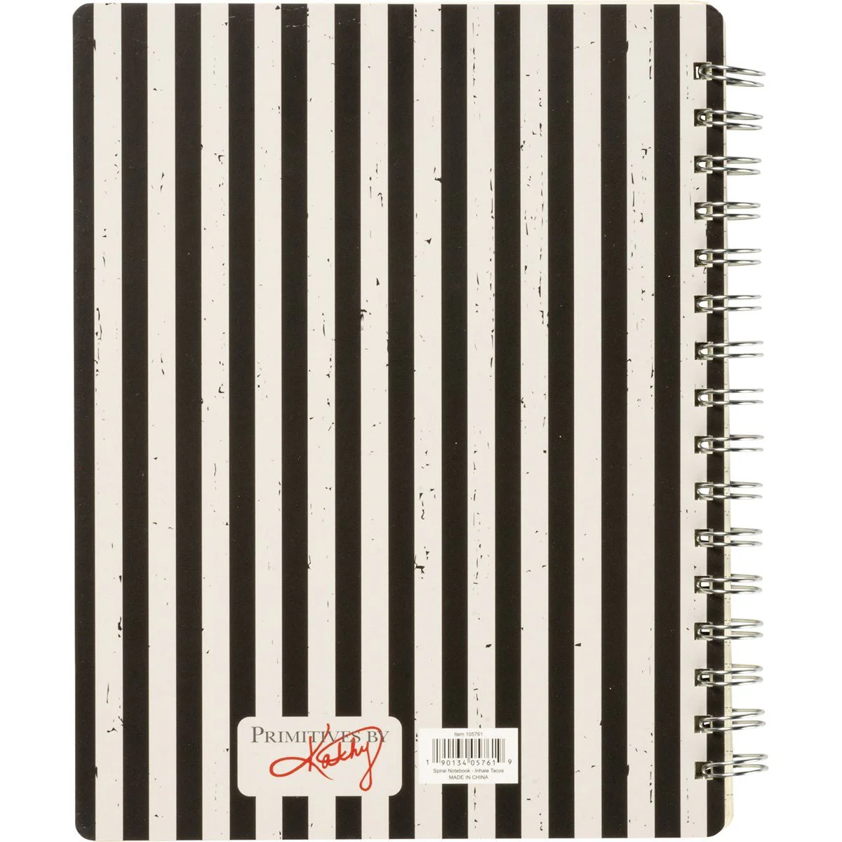Inhale Tacos Exhale Negativity Spiral Notebook | Stripe Print on Back Cover | 9" x 7" | 120 Lined Pages - Image 2
