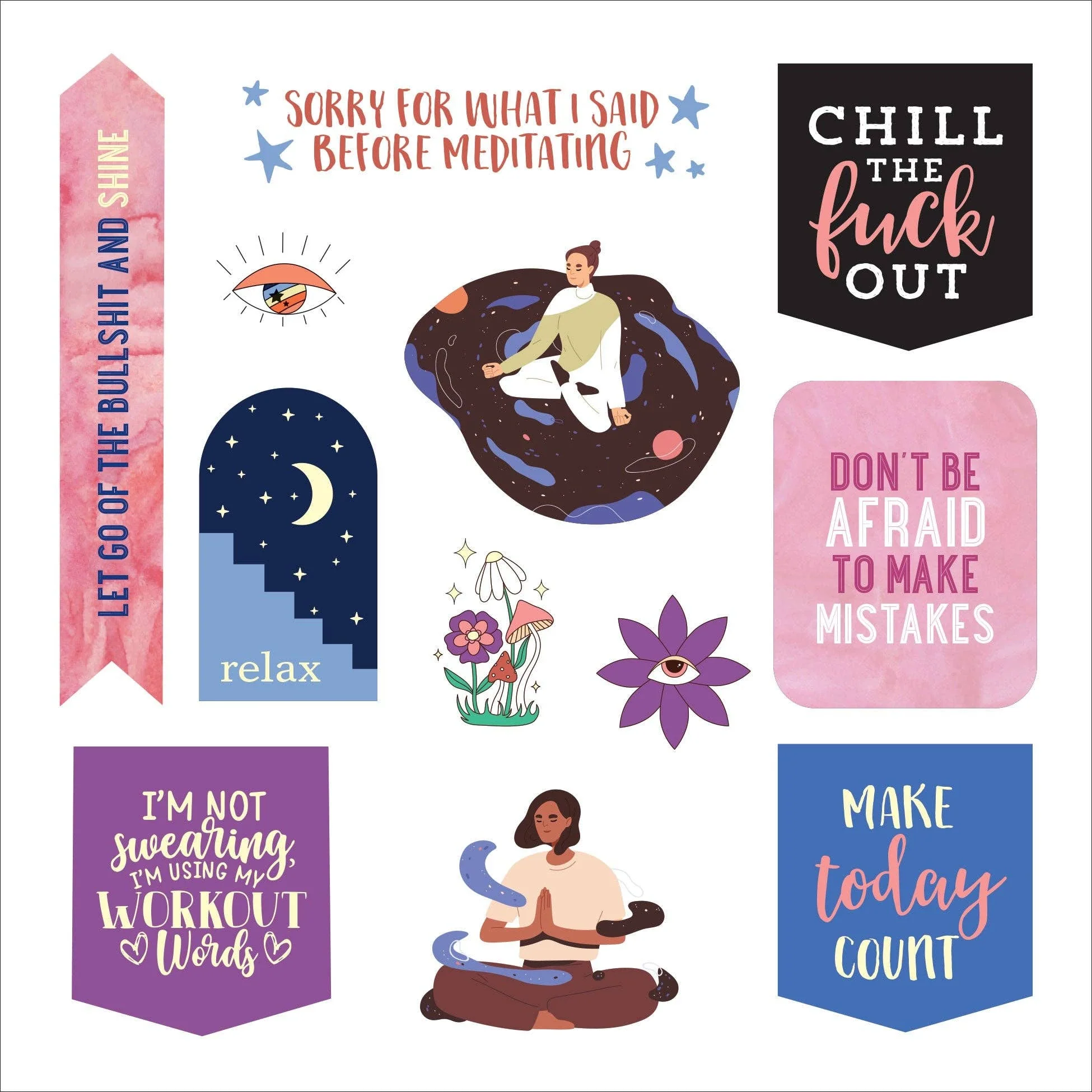 Inner F*cking Peace Stickers | A Sticker Book to Let Sh*t Go and Shine | Over 750 Decals - Image 6