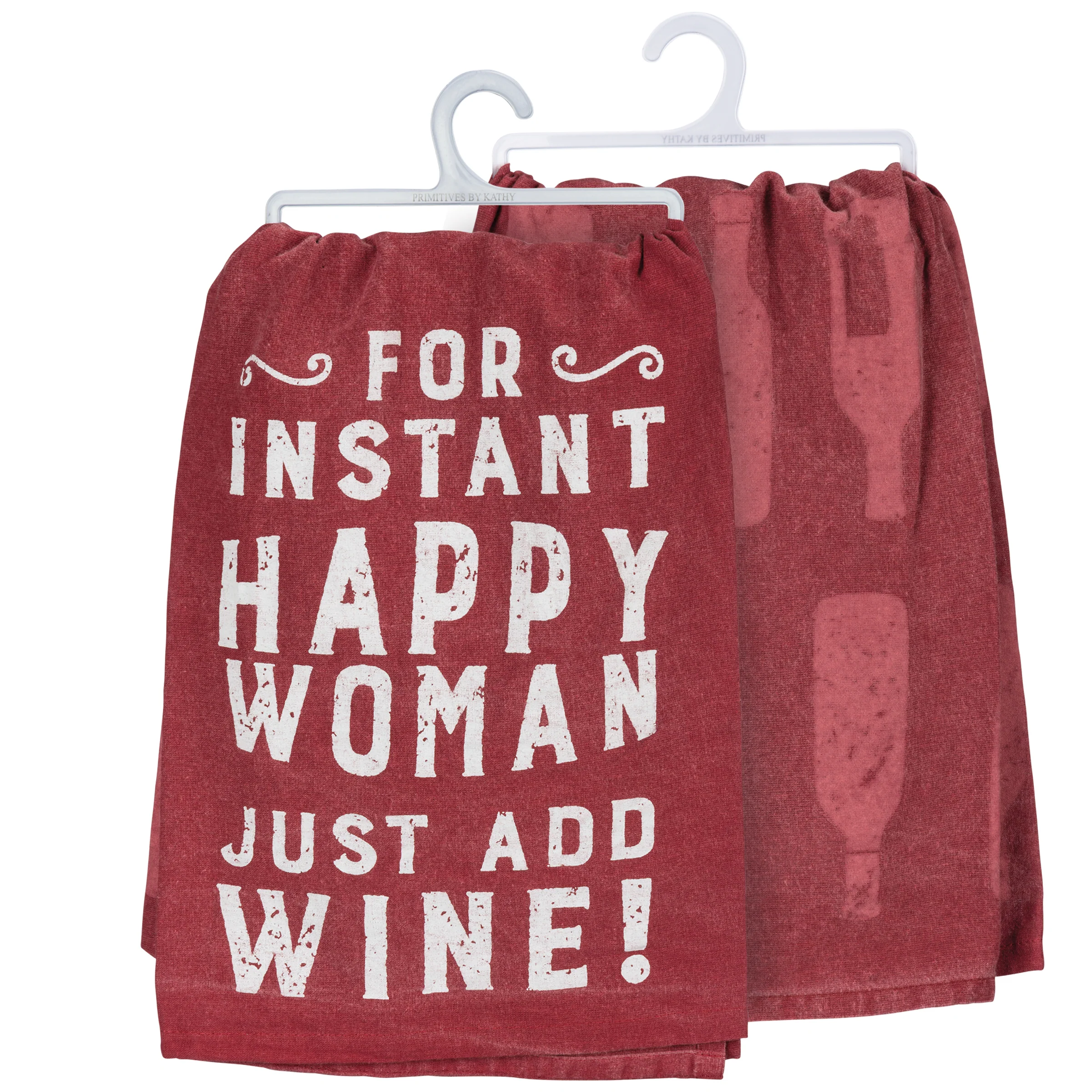 Instant Happy Woman Just Add Wine Cotton Kitchen Towel | 28" x 28"