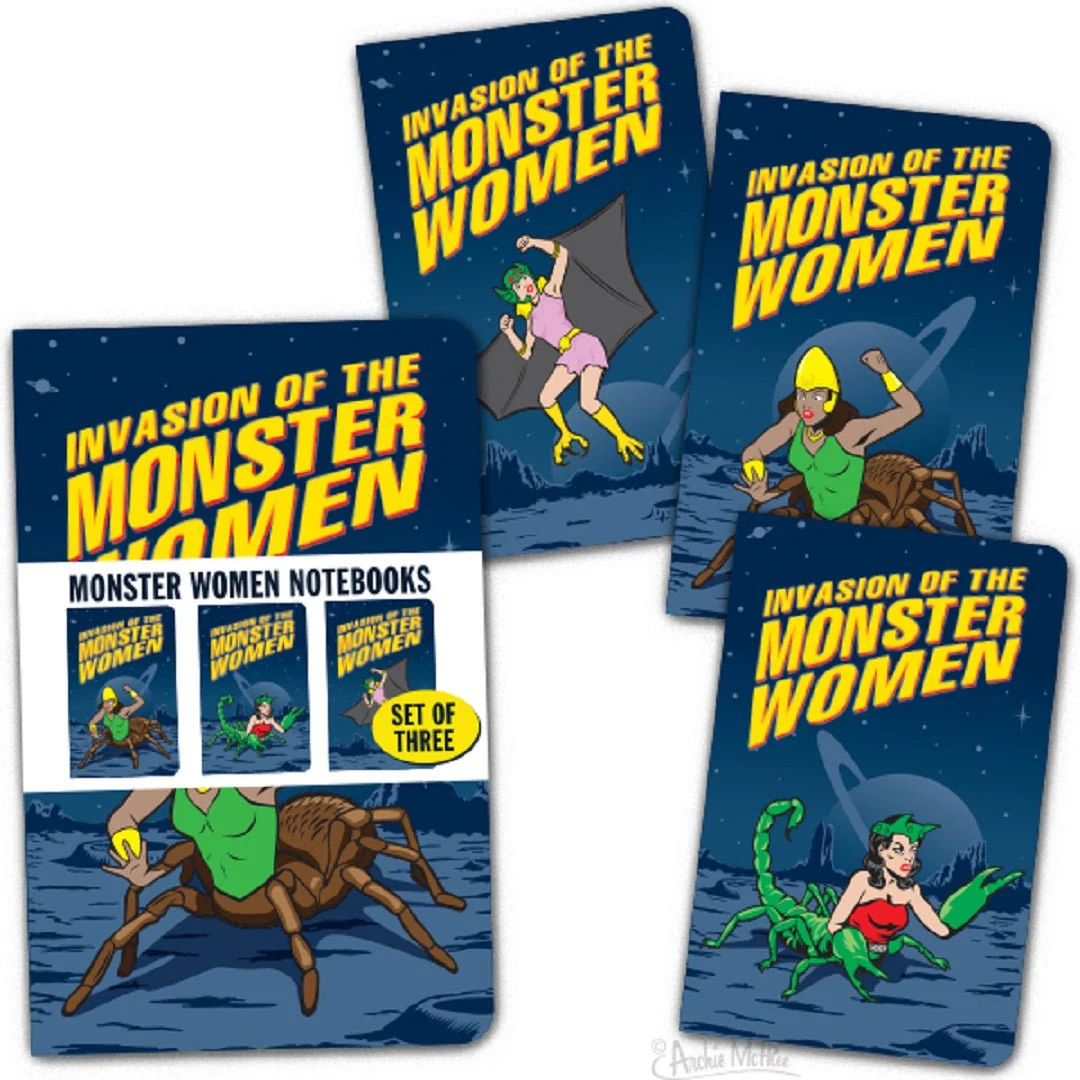 Invasion of the Monster Women Mini Notebooks - Set of 3 | Retro Comic Book Style Illustrations - Image 8