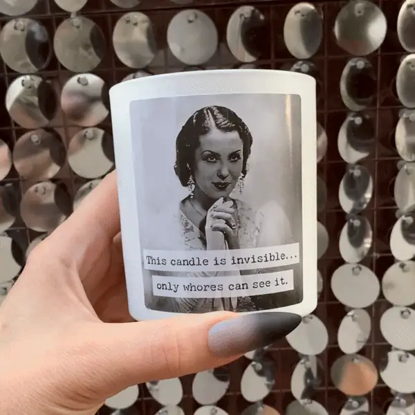 Whores Candle | Vintage Photograph Double Sided Design | Soy Wax Lavender Jasmine Scent - Image 2