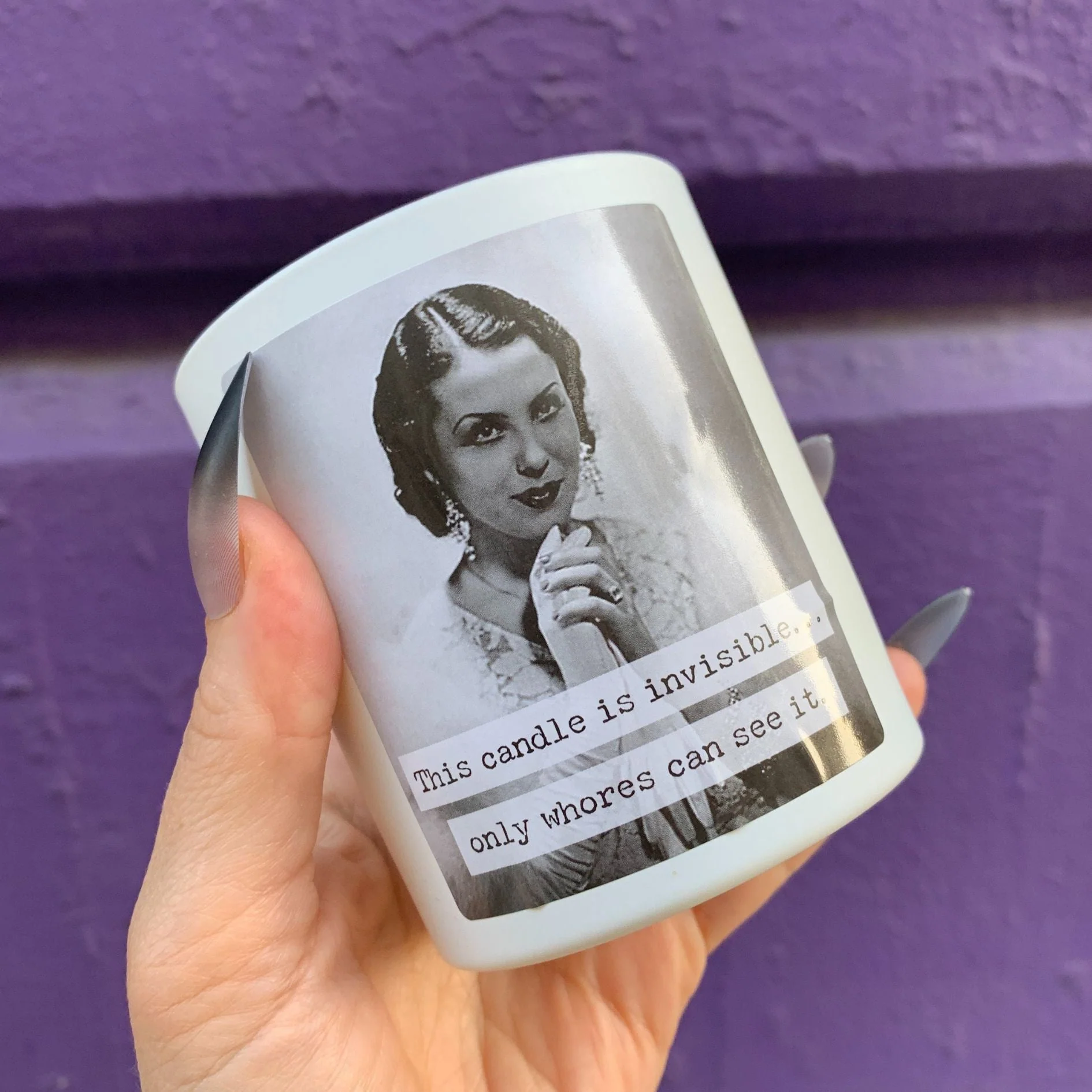Whores Candle | Vintage Photograph Double Sided Design | Soy Wax Lavender Jasmine Scent - Image 4