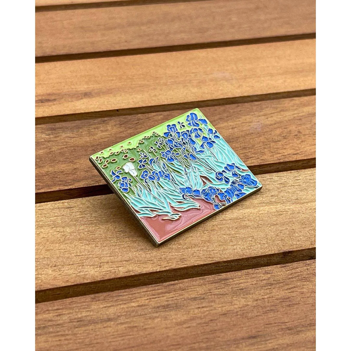 Irises Enamel Pin | Van Gogh Inspired Art Soft Lapel Pin | 1.6" x 1.2" - Image 4