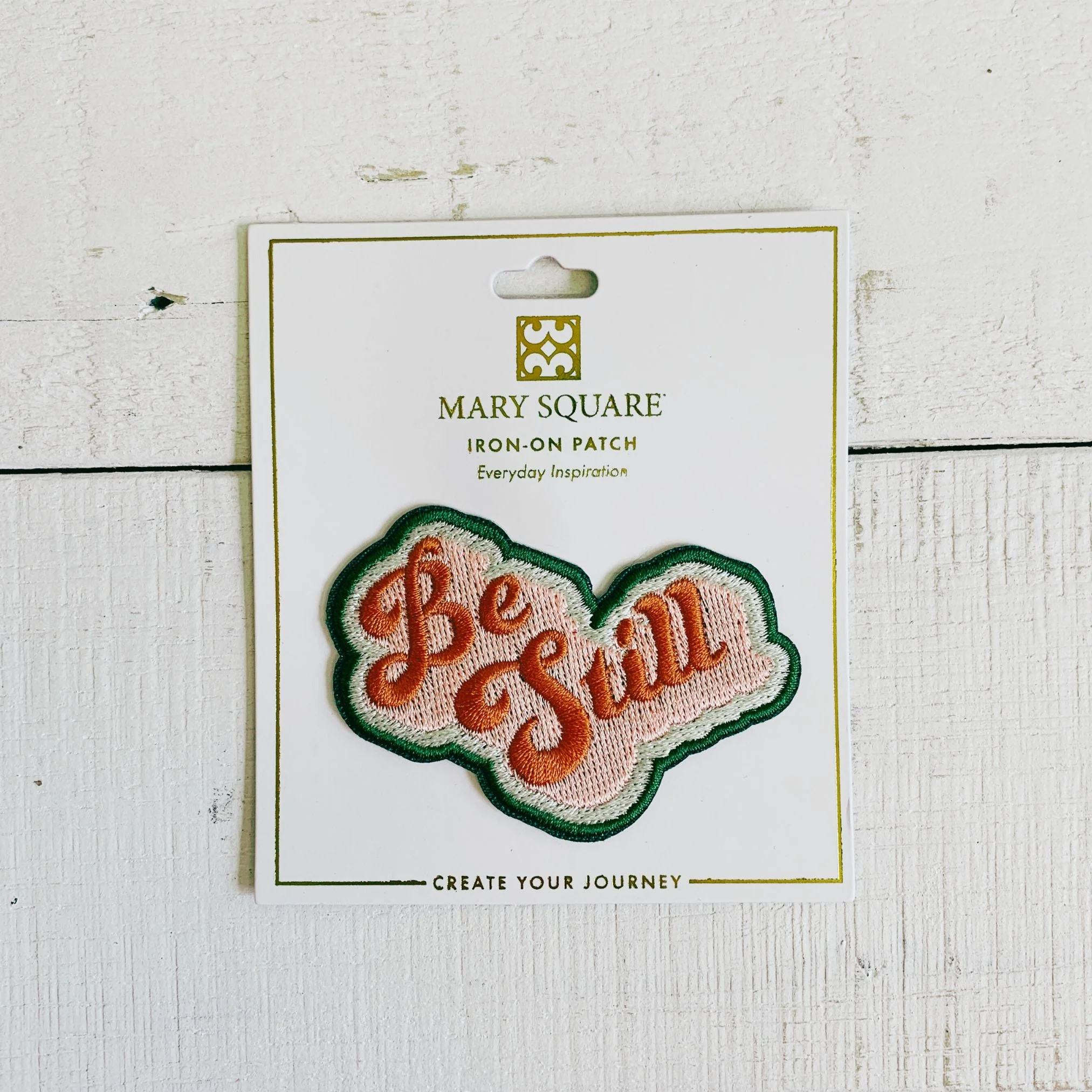 Be Still Iron-On Patch | Fabric Heat-transfer Embroidered Phrase Patch - Image 6