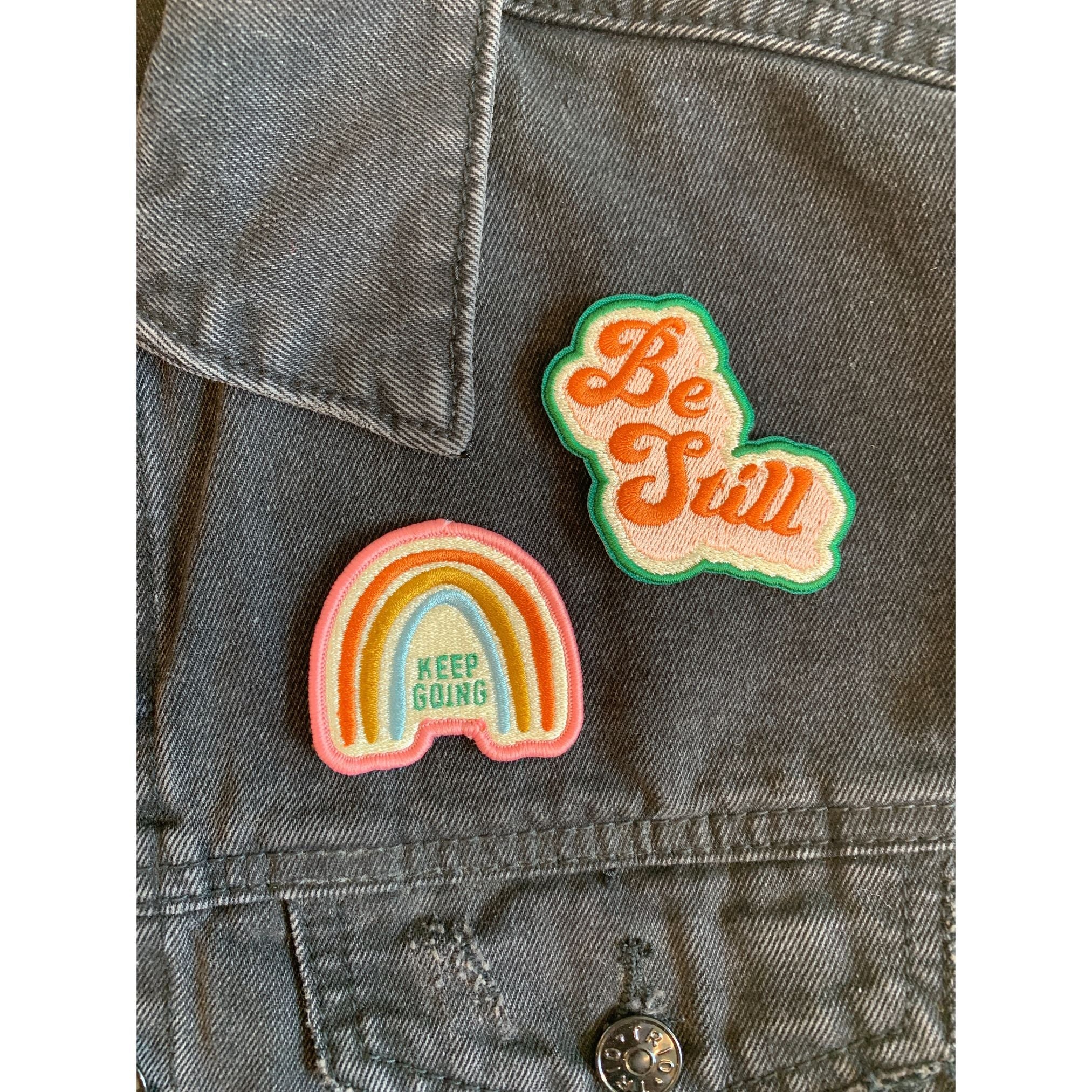Keep Going Iron-On Patch in Rainbow Design | Embroidered Heat-transfer Patch - Image 3