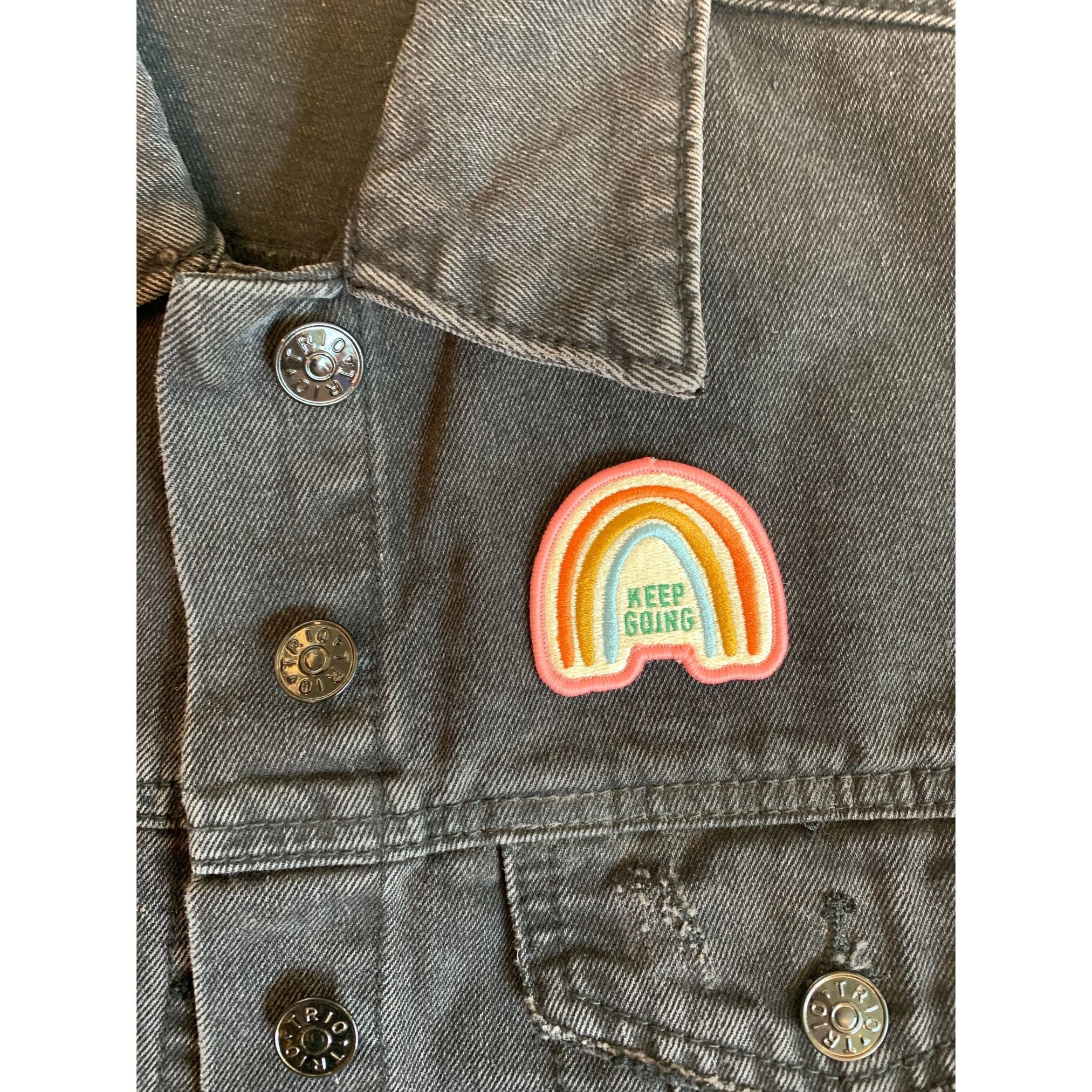 Keep Going Iron-On Patch in Rainbow Design | Embroidered Heat-transfer Patch - Image 4