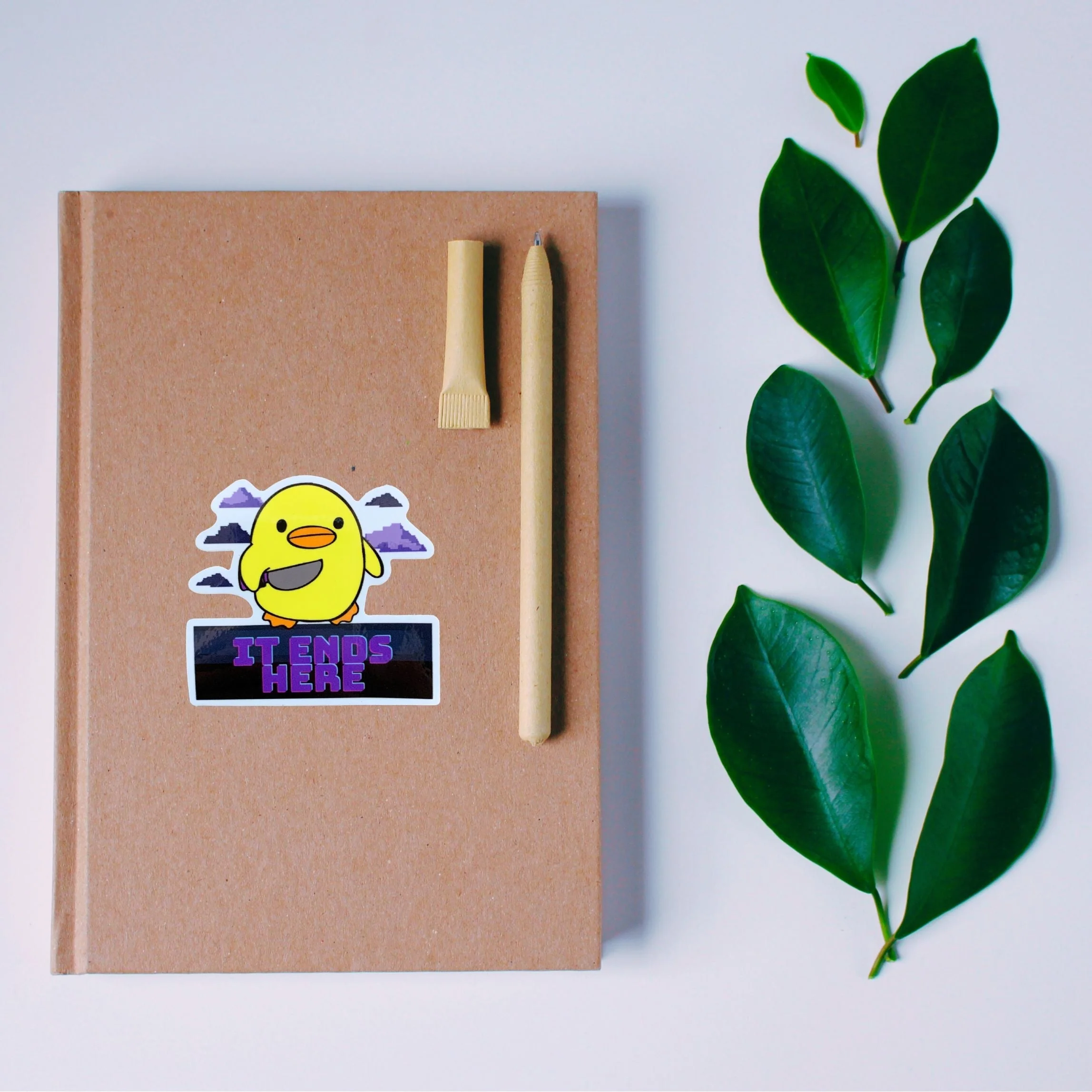 Knife Duck It Ends Here Sticker | Yellow Duck 90s Video Game Inspired | Vinyl Die Cut Decal - Image 3