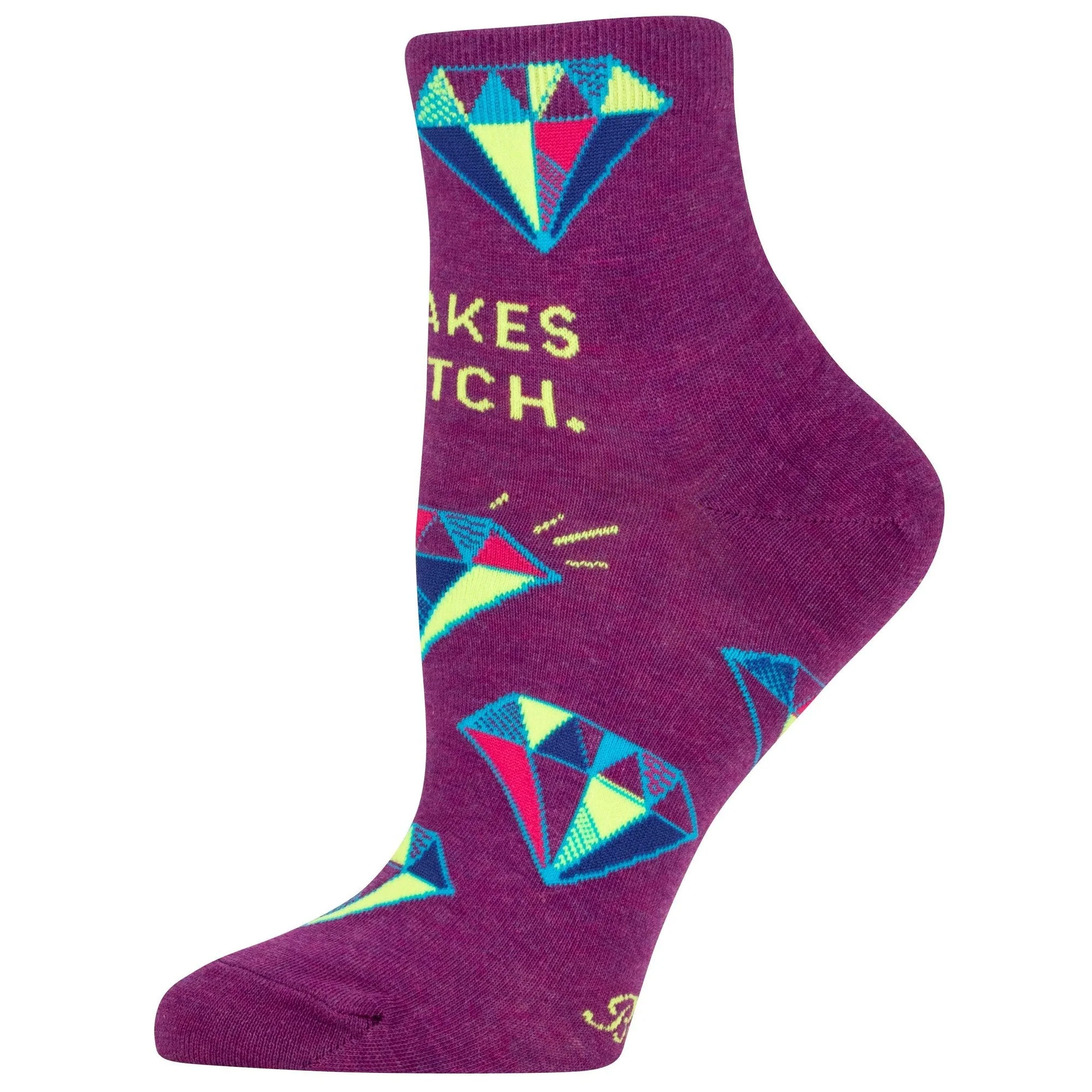It Takes a Bitch Women's Ankle Socks | Purple with Diamond Motif | BlueQ at GetBullish - Image 3