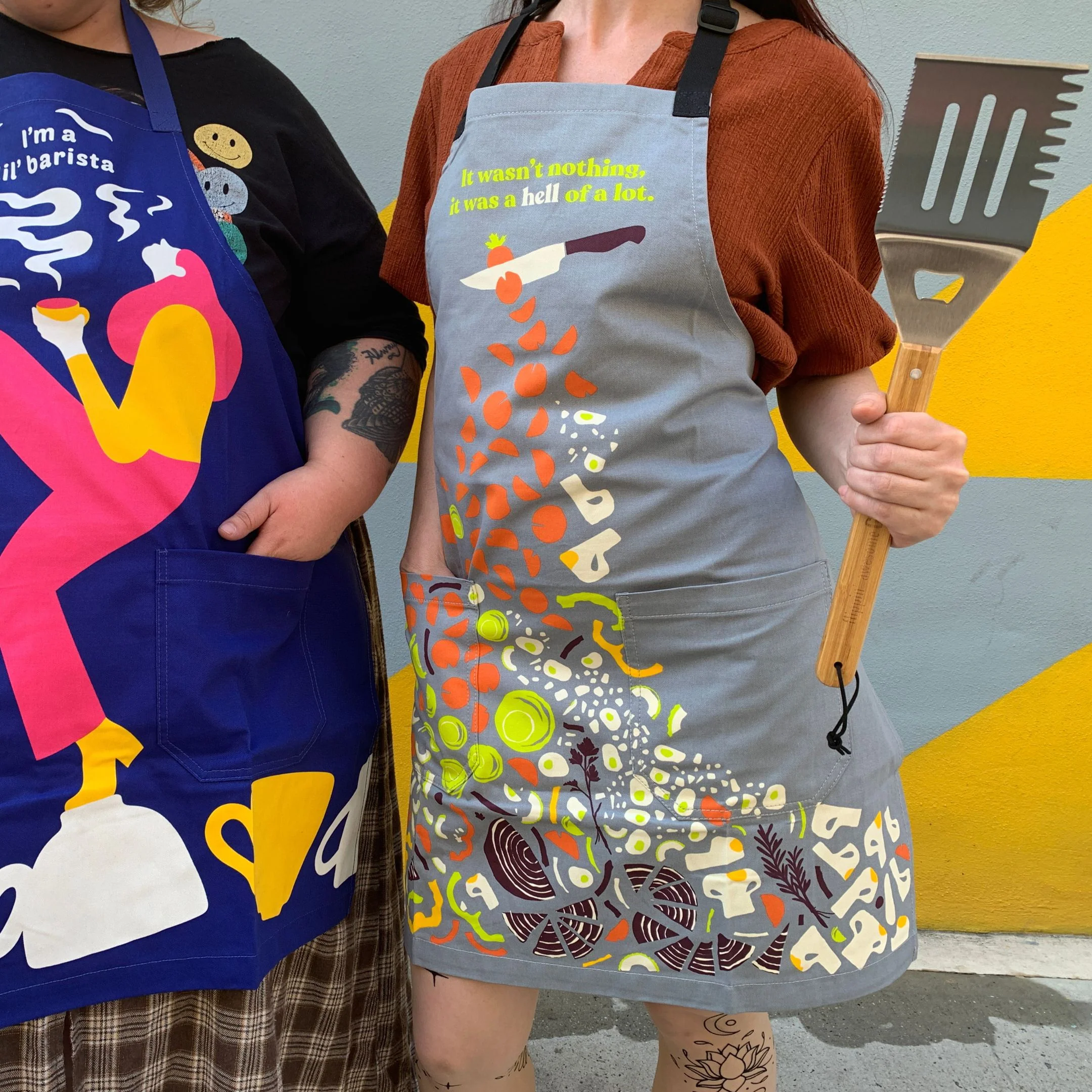 It Wasn't Nothing, It Was A Hell Of A Lot Funny Cooking and BBQ Apron Unisex 2 Pockets Adjustable Strap 100% Cotton | BlueQ at GetBullish - Image 2
