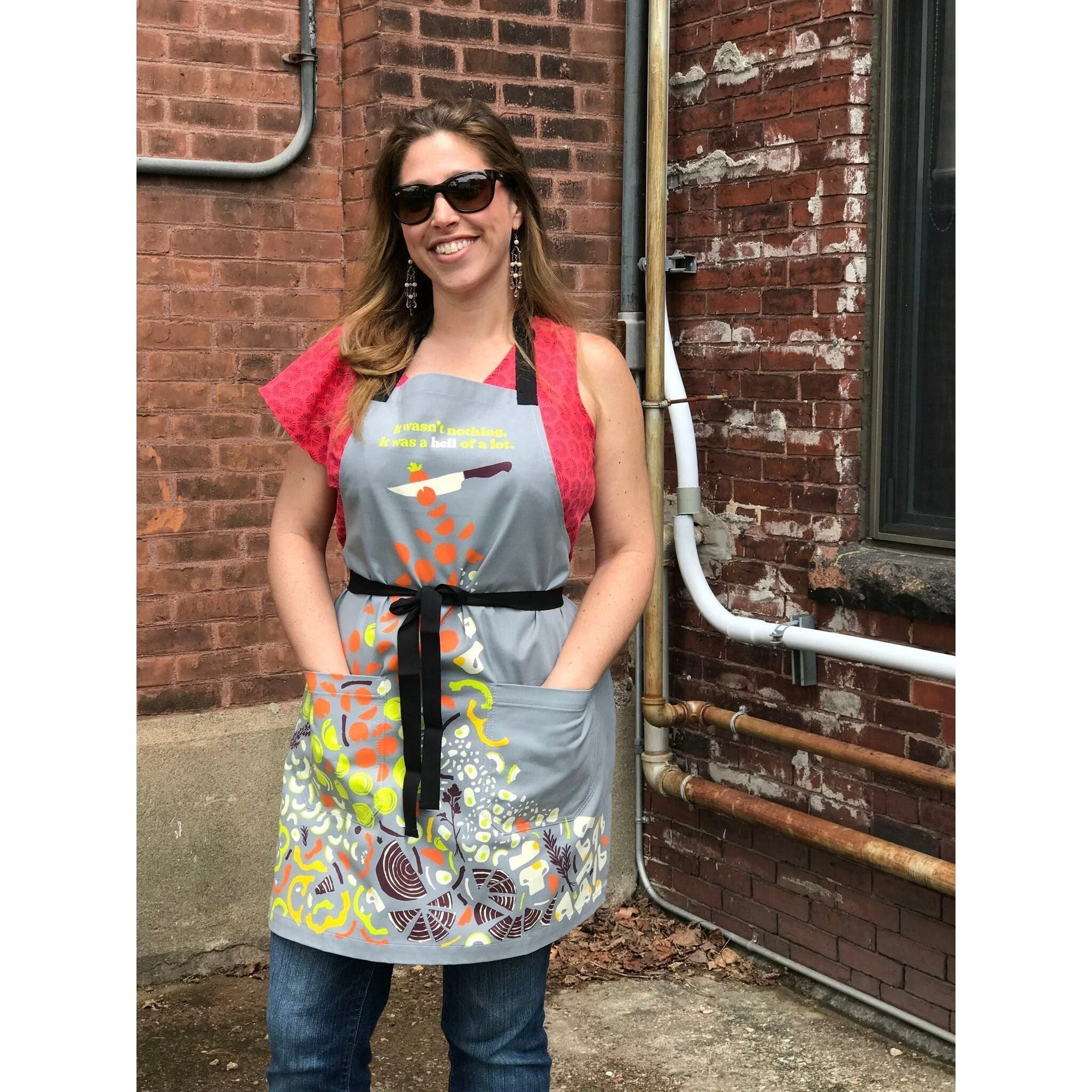 It Wasn't Nothing, It Was A Hell Of A Lot Funny Cooking and BBQ Apron Unisex 2 Pockets Adjustable Strap 100% Cotton | BlueQ at GetBullish - Image 7