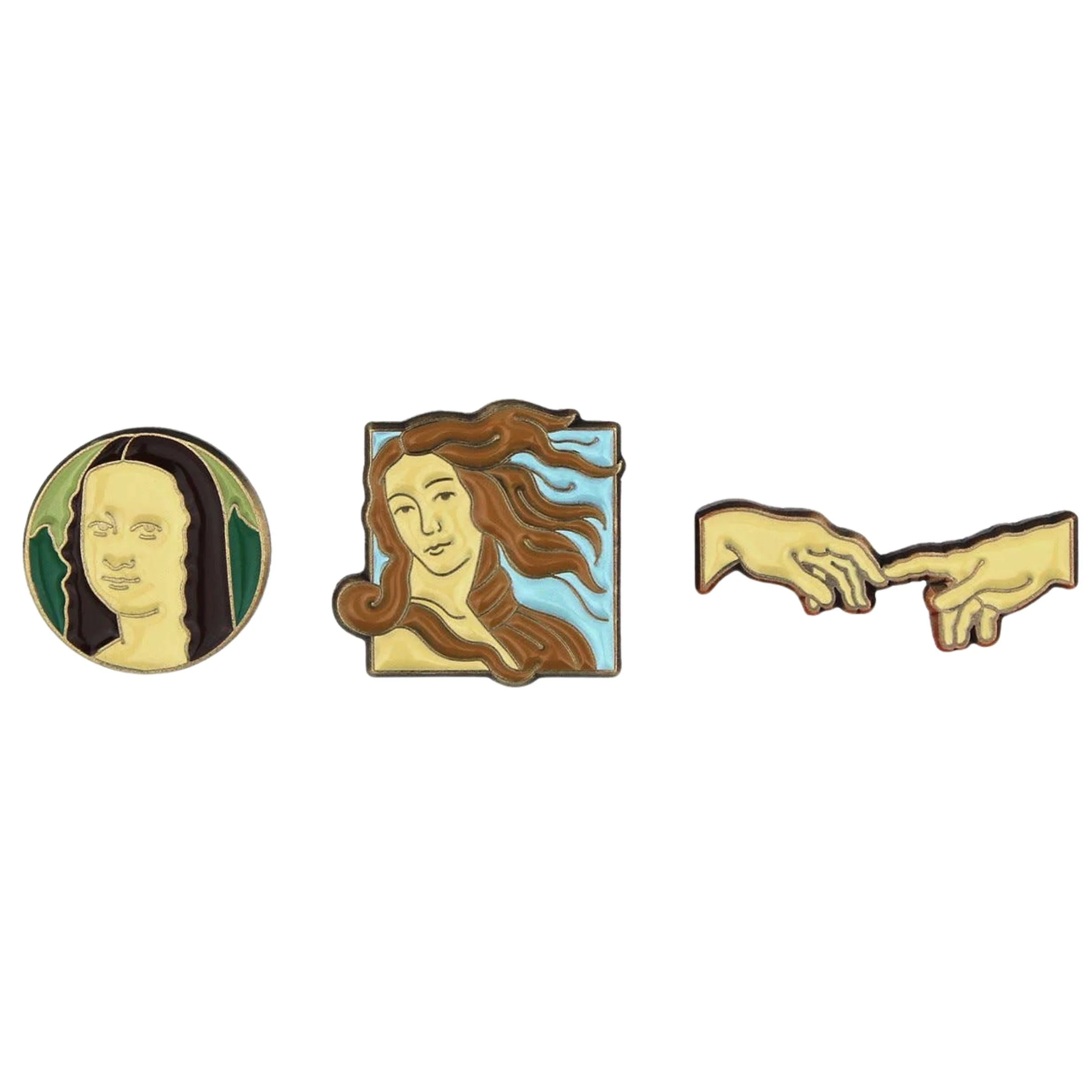 Italian Renaissance Enamel Pin Set | da Vinci, Botticelli & Michelangelo Art Soft Lapel Pins