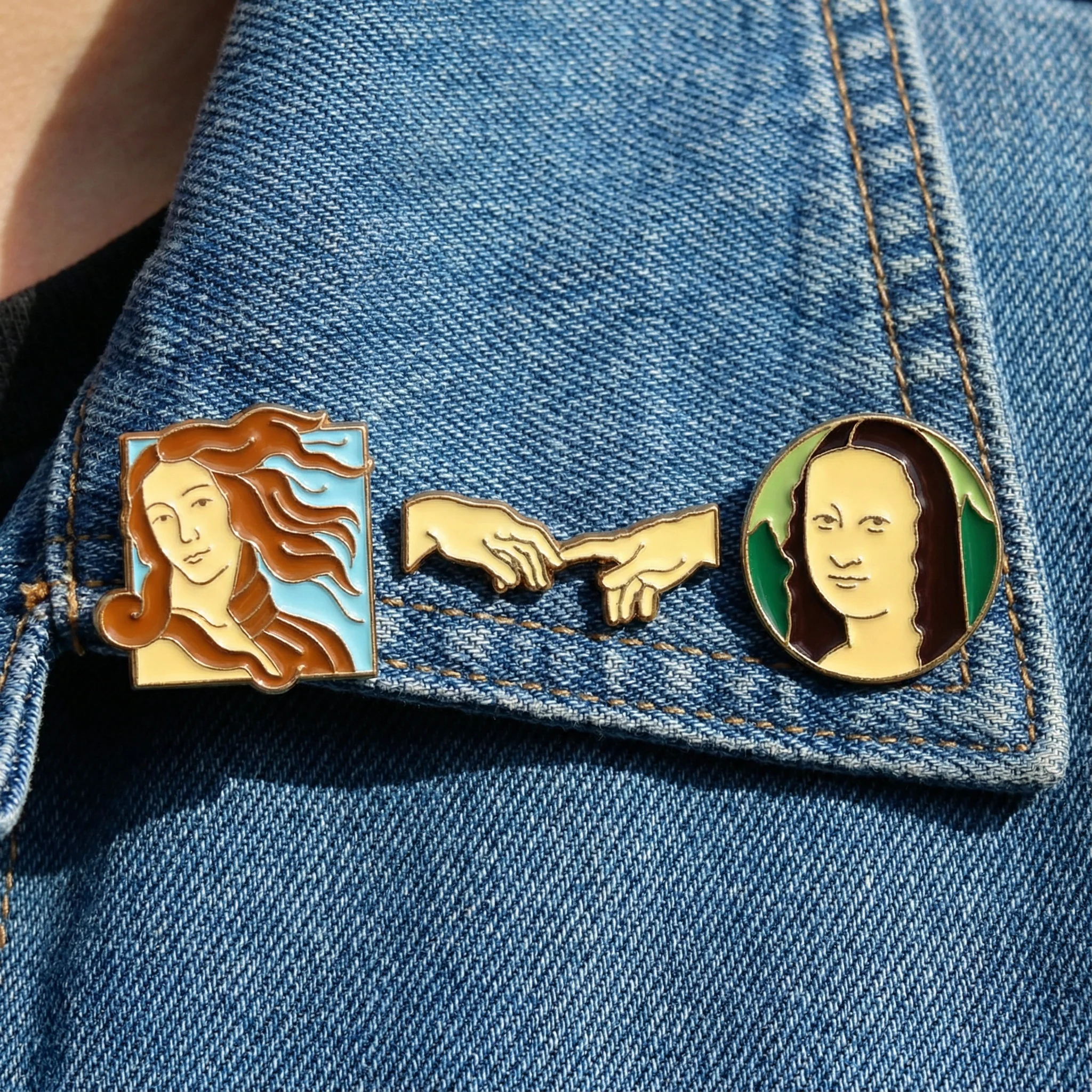 Italian Renaissance Enamel Pin Set | da Vinci, Botticelli & Michelangelo Art Soft Lapel Pins - Image 2