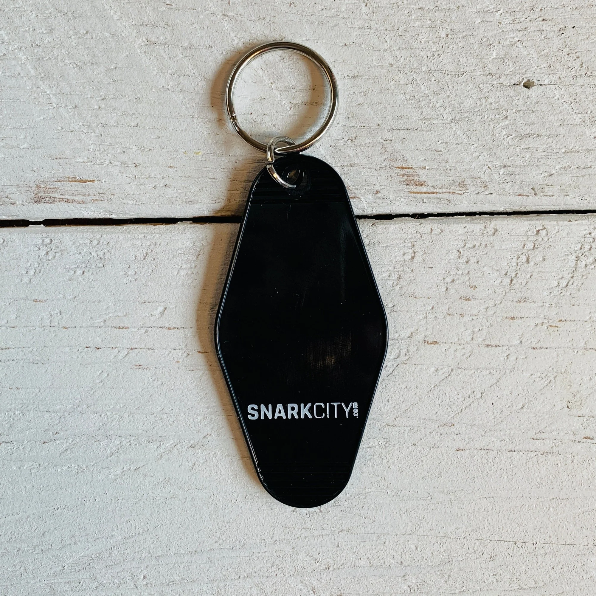 It's Better To Arrive Late, Than To Arrive Ugly Keychain in Black and White - Image 12