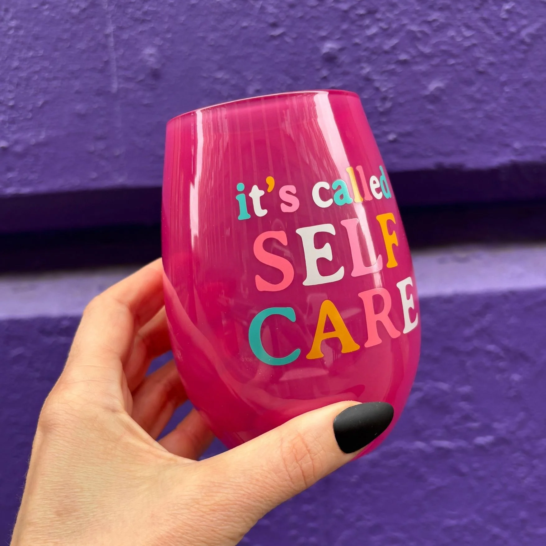 It's Called Self Care Stemless Wine Glass in Pink | 20oz - Image 5