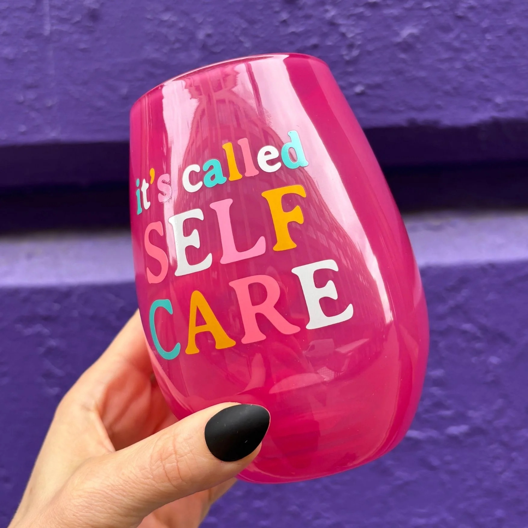 It's Called Self Care Stemless Wine Glass in Pink | 20oz - Image 6
