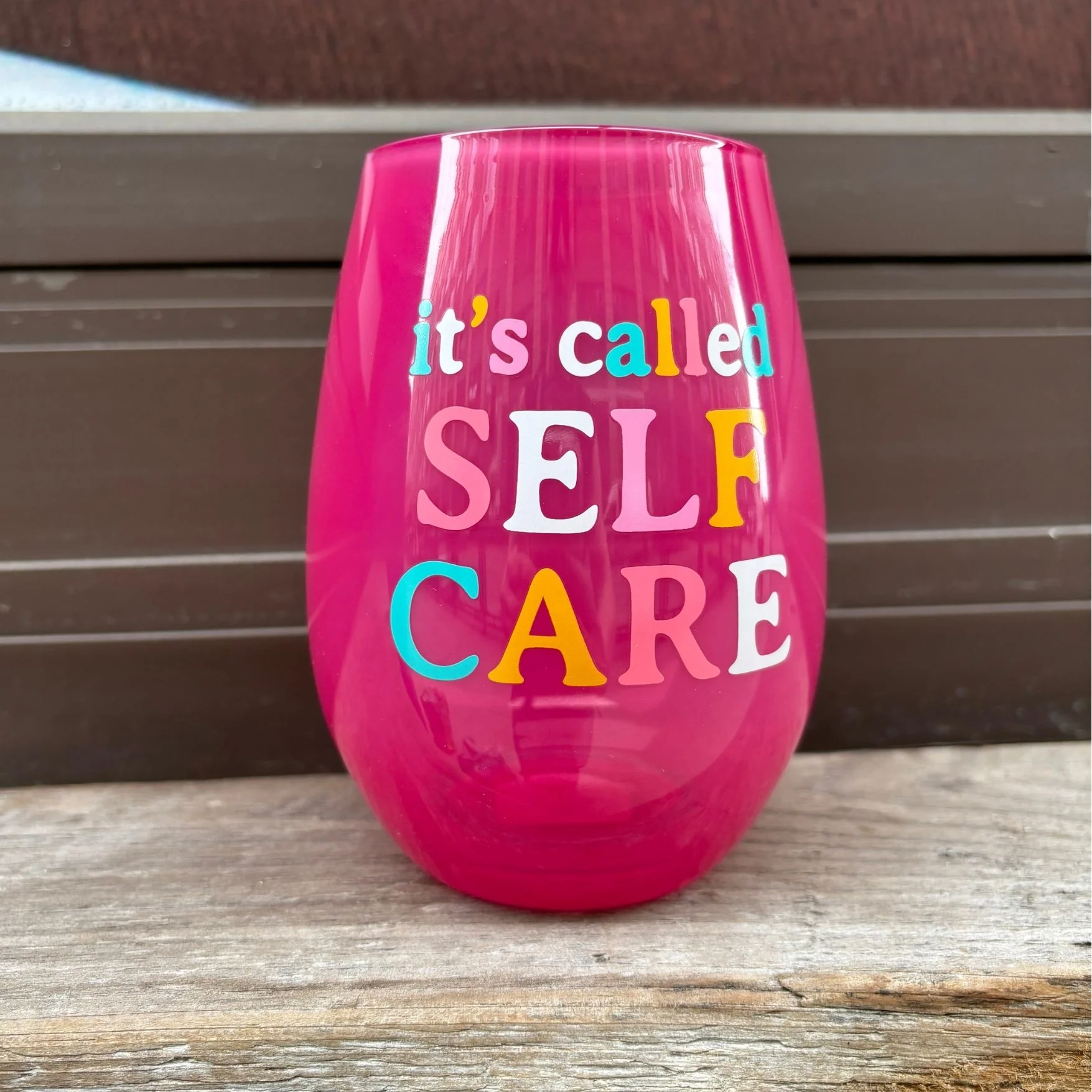 It's Called Self Care Stemless Wine Glass in Pink | 20oz - Image 8