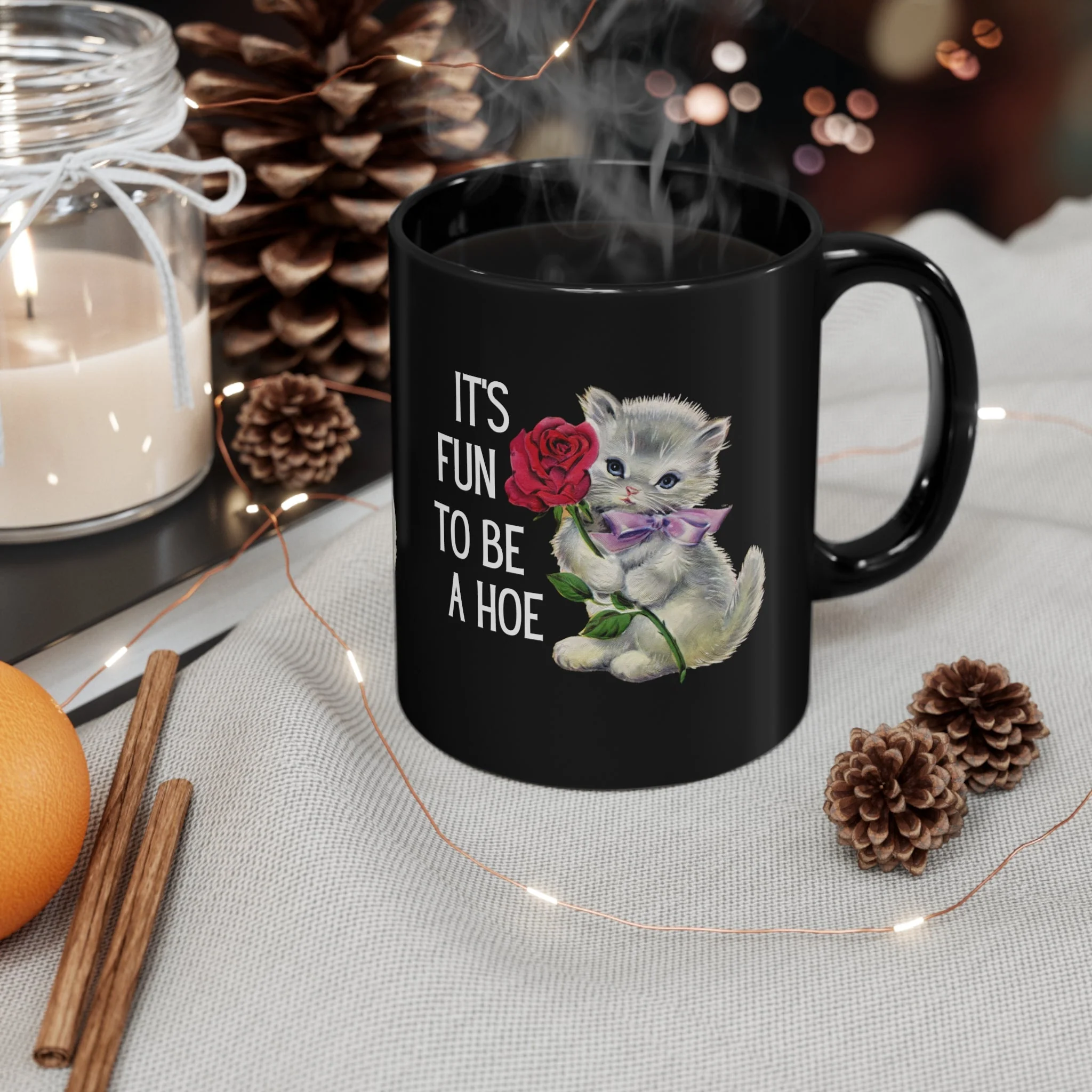 It's Fun to be a Hoe Black Kitten Mug - Image 5