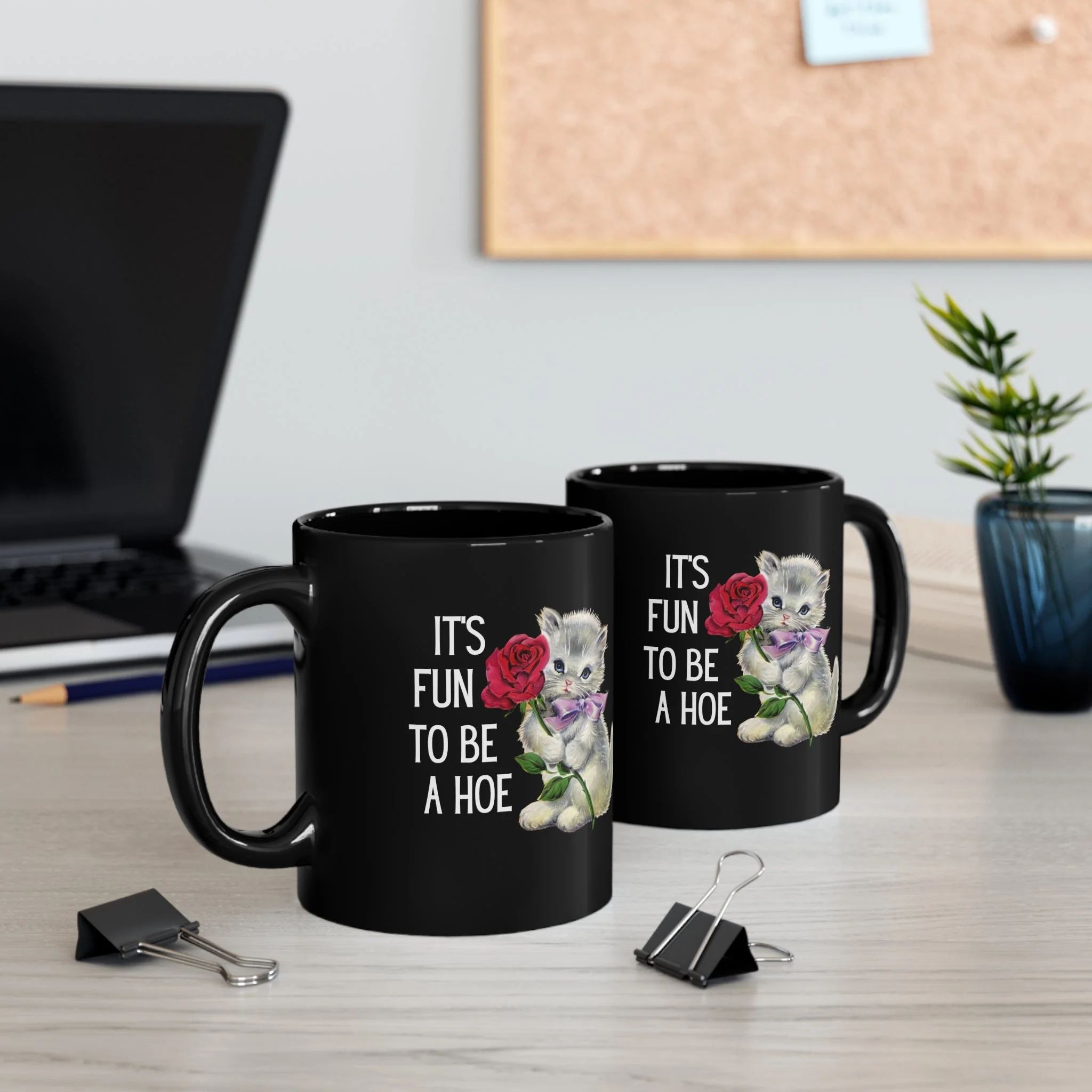 It's Fun to be a Hoe Black Kitten Mug - Image 6