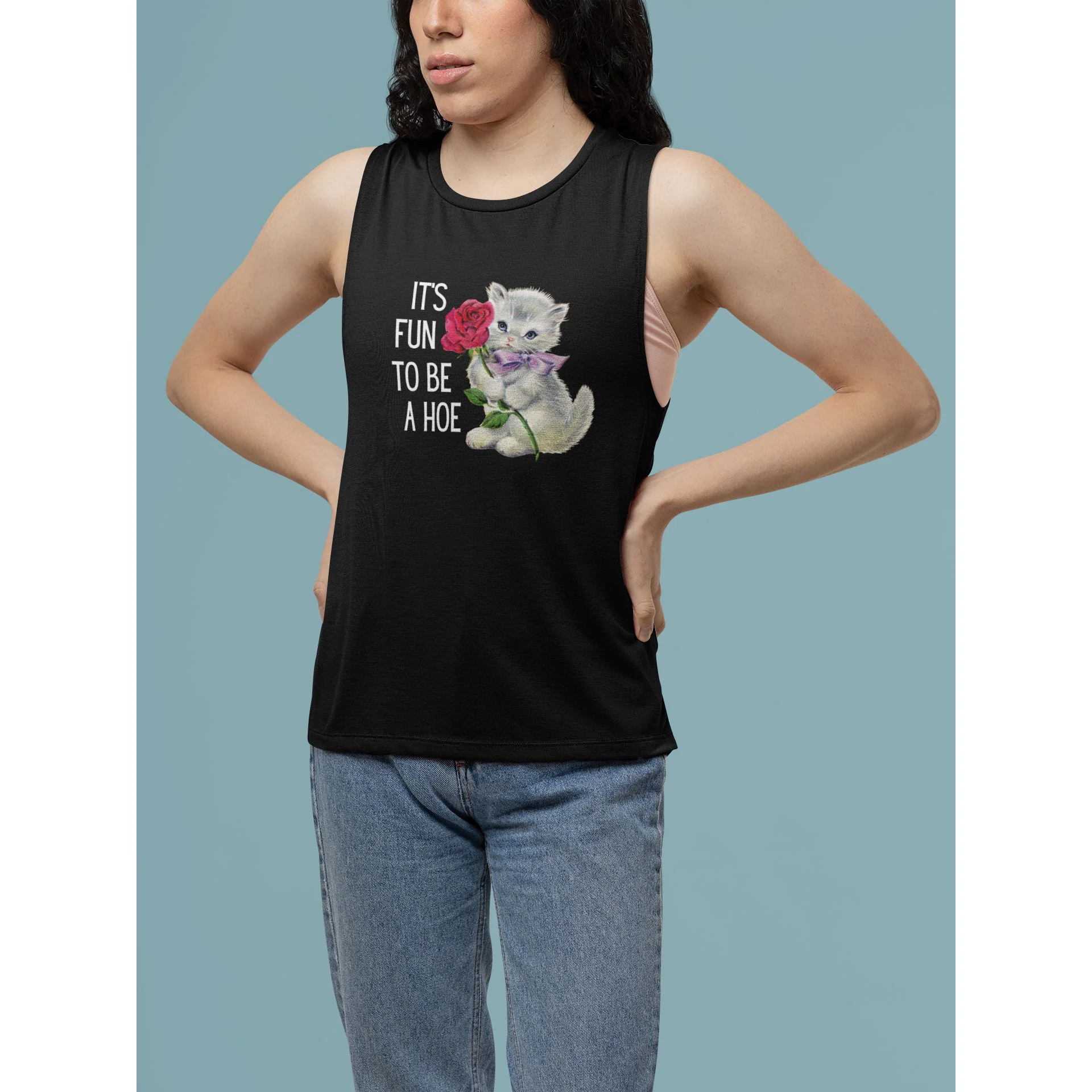 It's Fun to be a Hoe Flowy Scoop Muscle Tank - Image 2