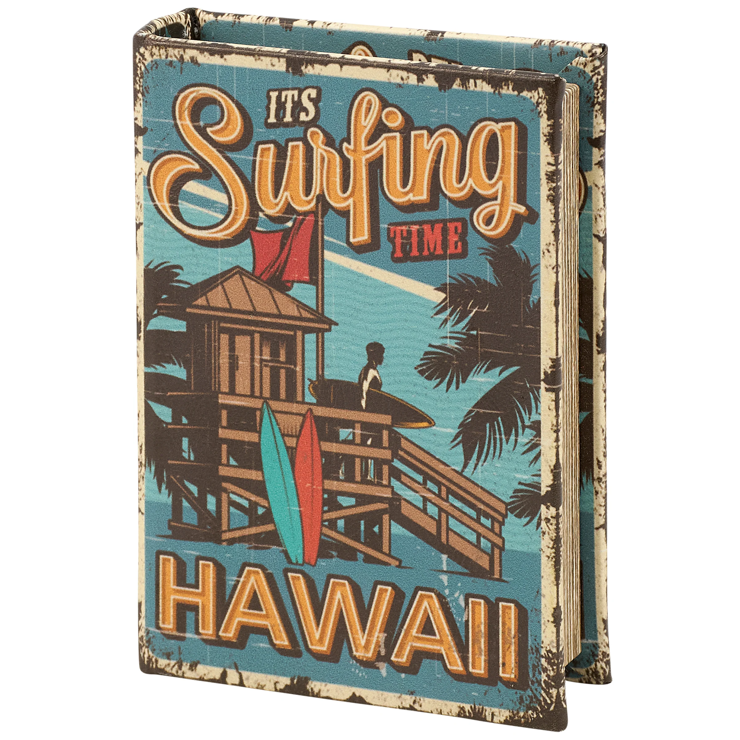 It's Surfing Time Hawaii Book Box | Decorative Vintage Book Shaped Storage Stash Trinket Boxes - Image 5