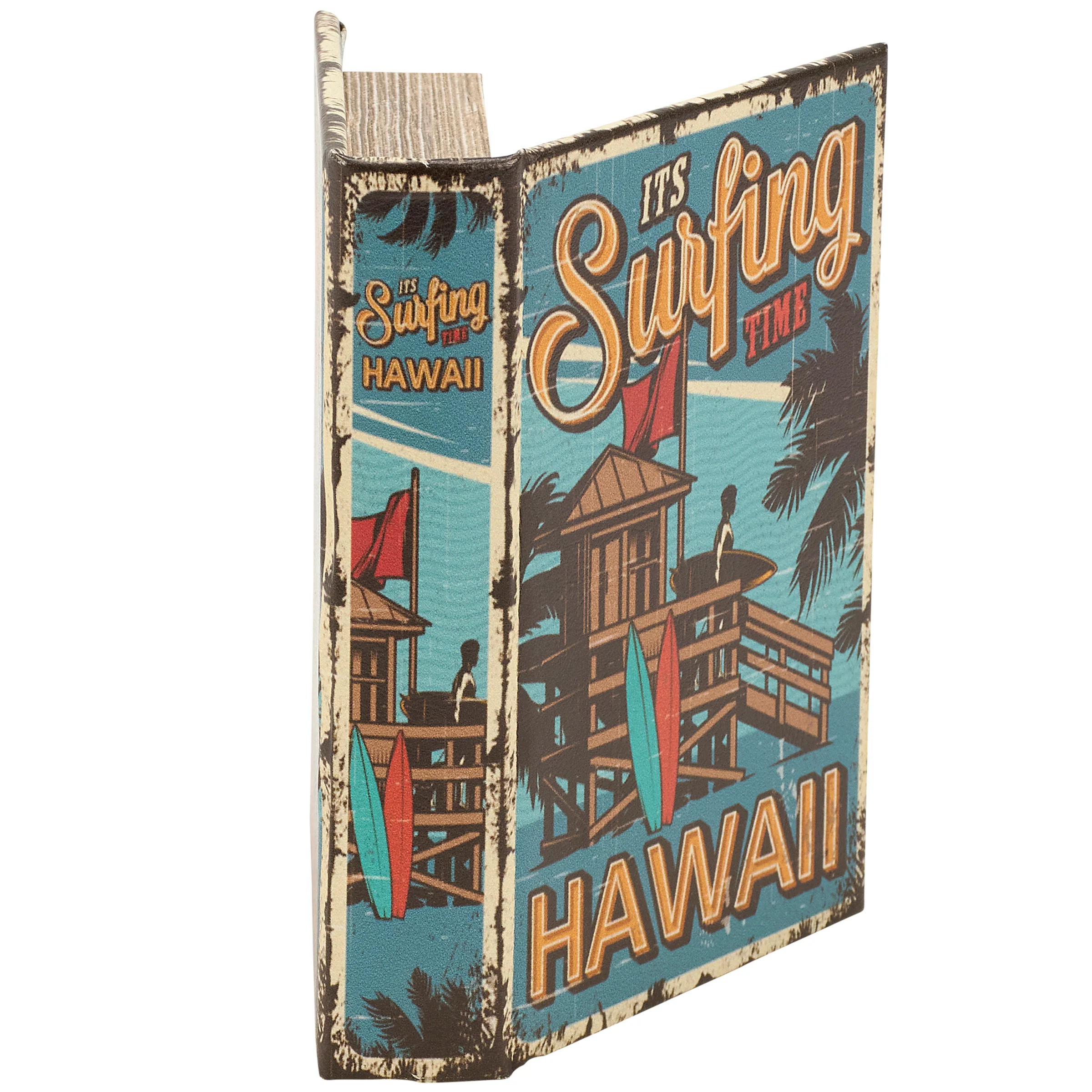 It's Surfing Time Hawaii Book Box | Decorative Vintage Book Shaped Storage Stash Trinket Boxes - Image 6