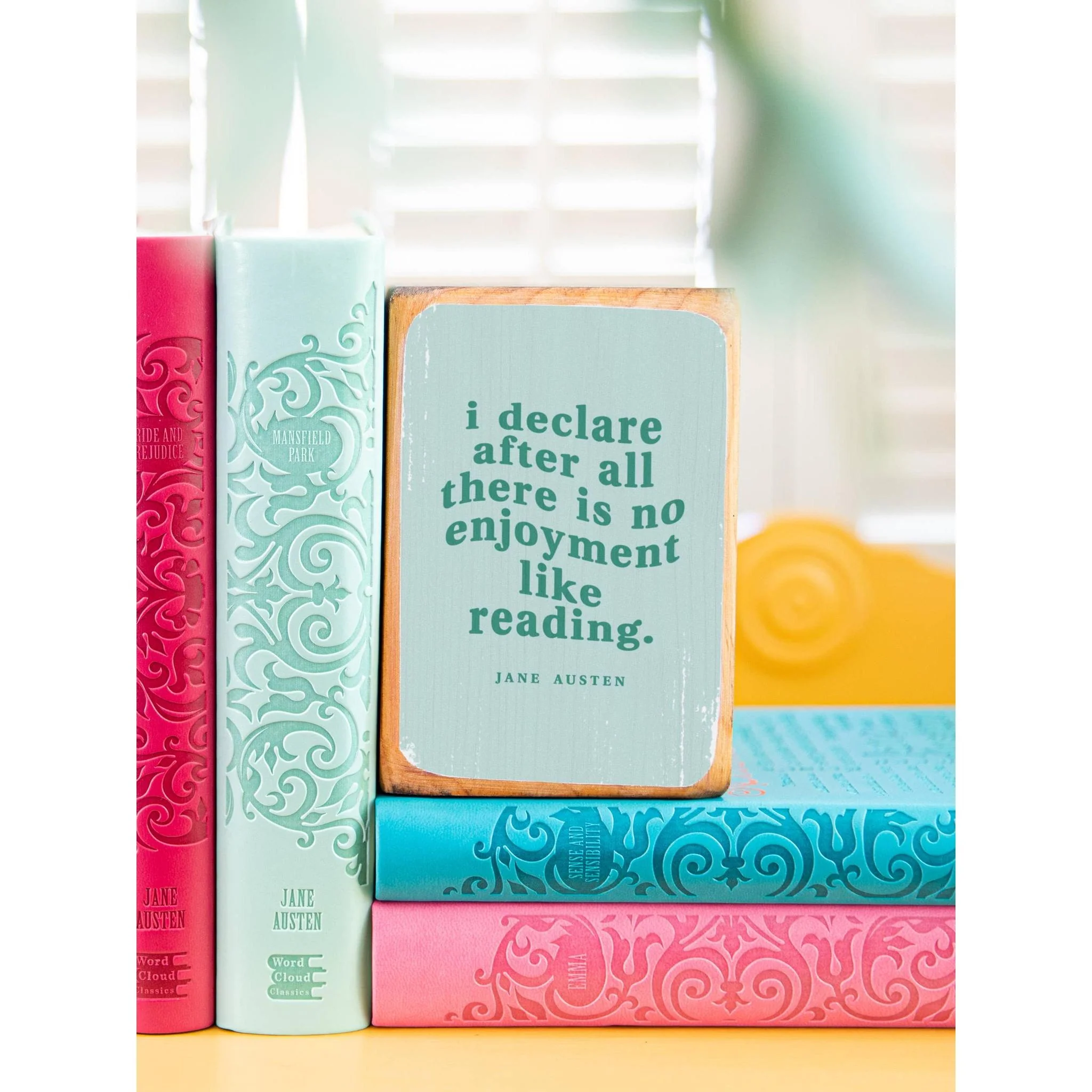 Jane Austen Reading Quote Handmade Bookend Set - Image 4