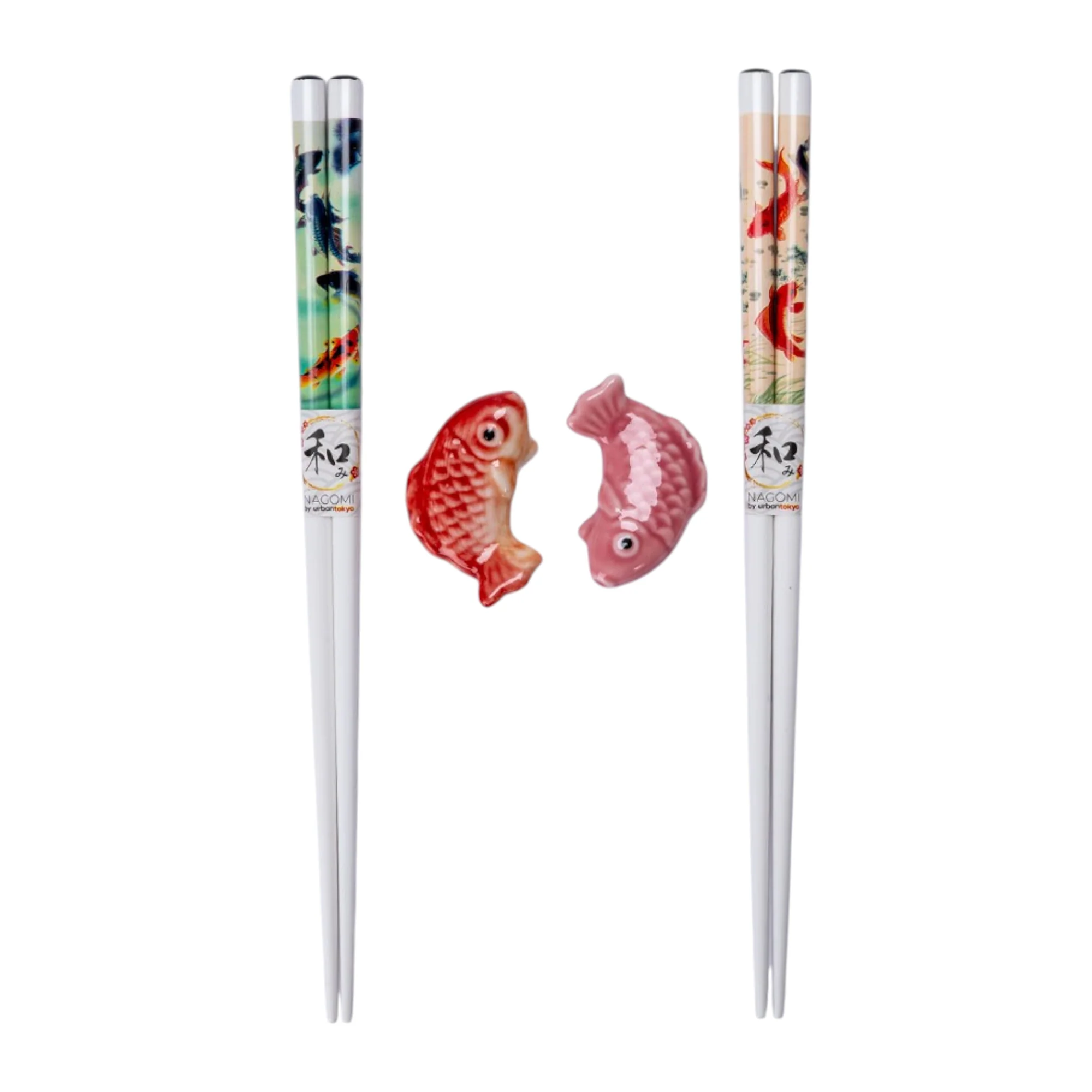 Japanese Koi Fish 2 Pair Chopsticks and Rests Set | Elegant Gift for Food Lovers - Image 3