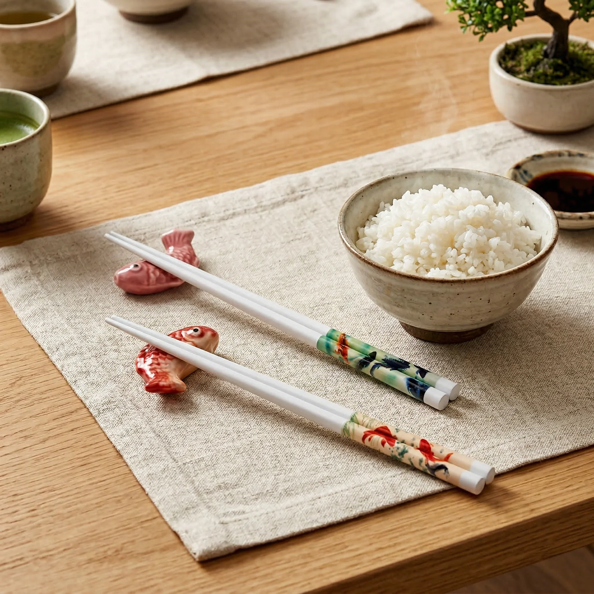 Japanese Koi Fish 2 Pair Chopsticks and Rests Set | Elegant Gift for Food Lovers - Image 6