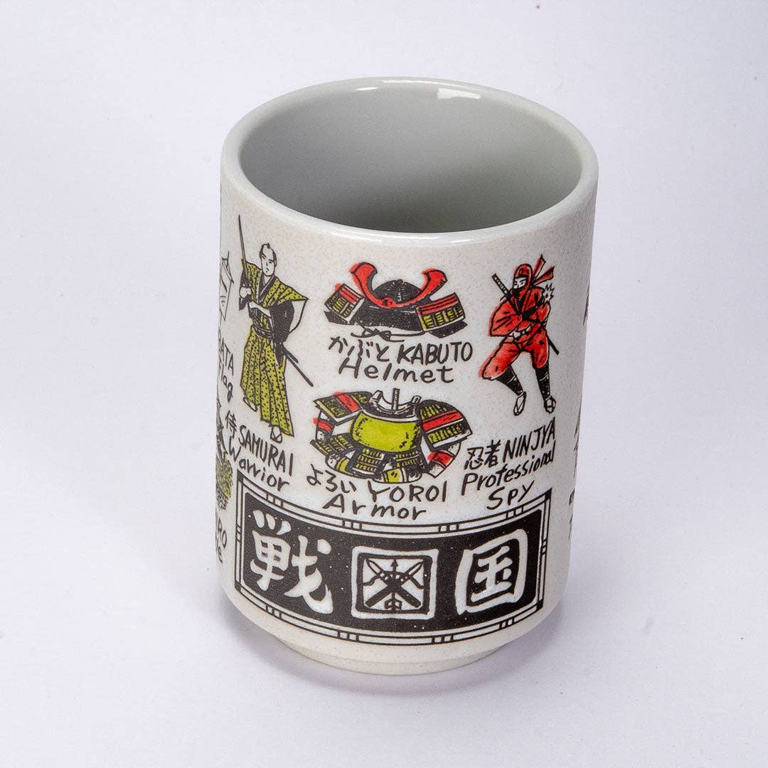 Japanese Warriors Yunomi Tea Cup | 10 fl oz Porcelain Cup with Reactive Glaze - Image 4