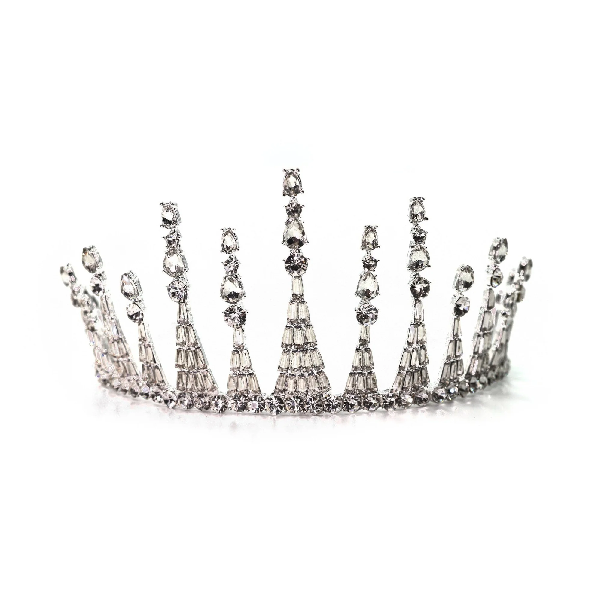 Jazz Age Skyscraper Tiara in Silver | Royalty Crown Bridal Hair Accessory - Image 2