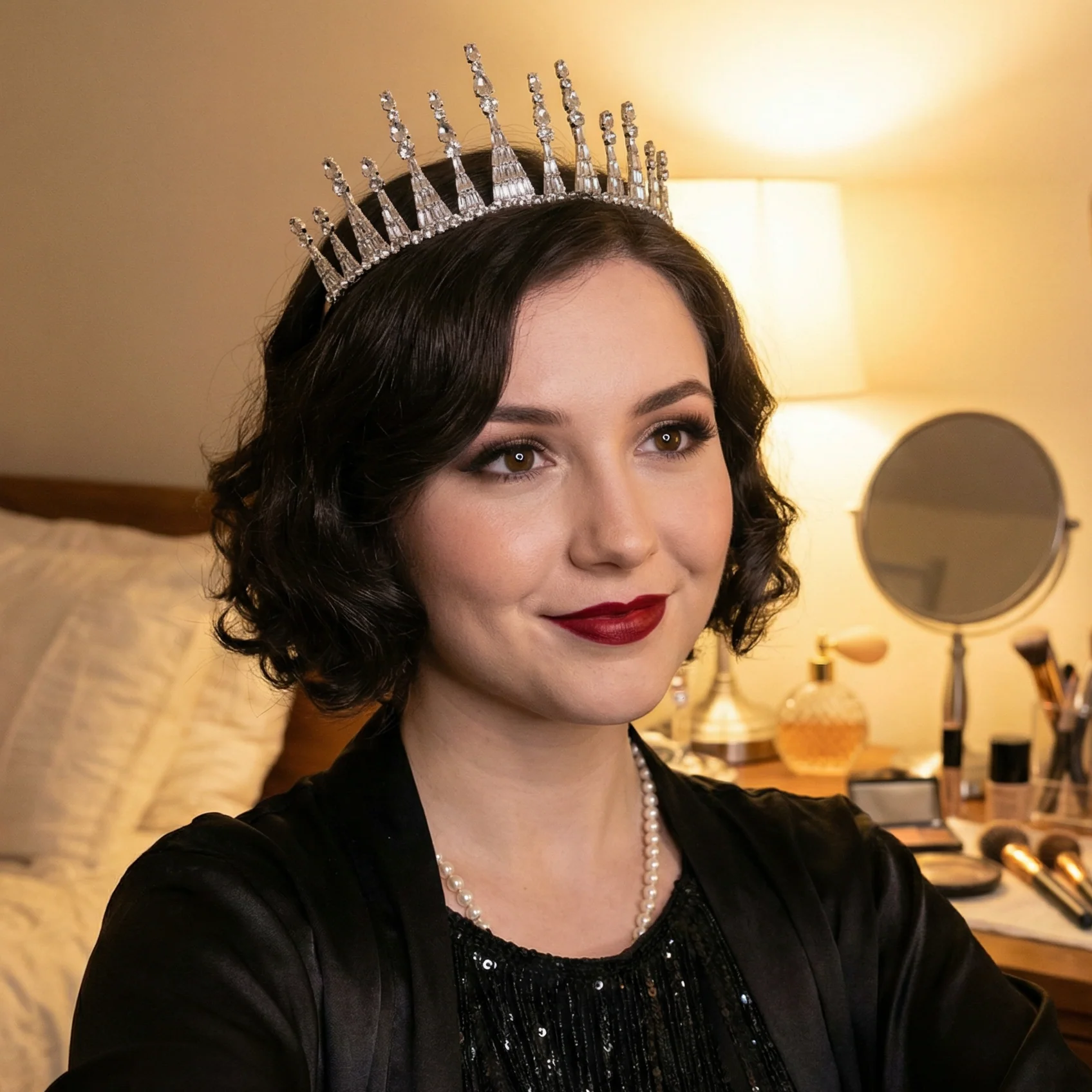Jazz Age Skyscraper Tiara in Silver | Royalty Crown Bridal Hair Accessory - Image 3