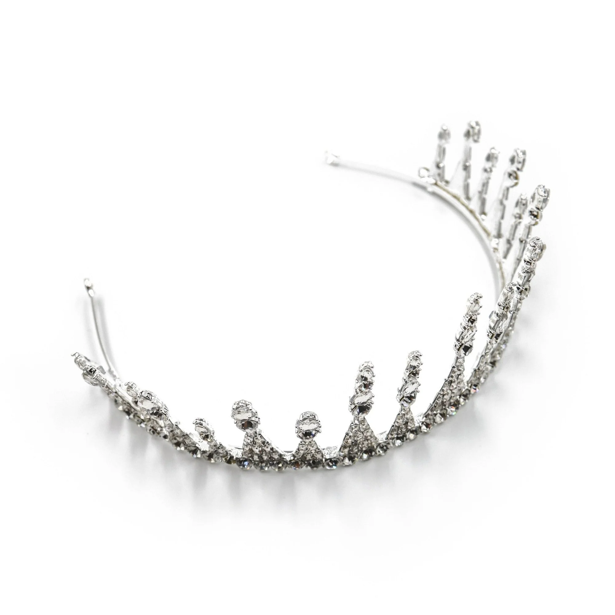 Jazz Age Skyscraper Tiara in Silver | Royalty Crown Bridal Hair Accessory - Image 4