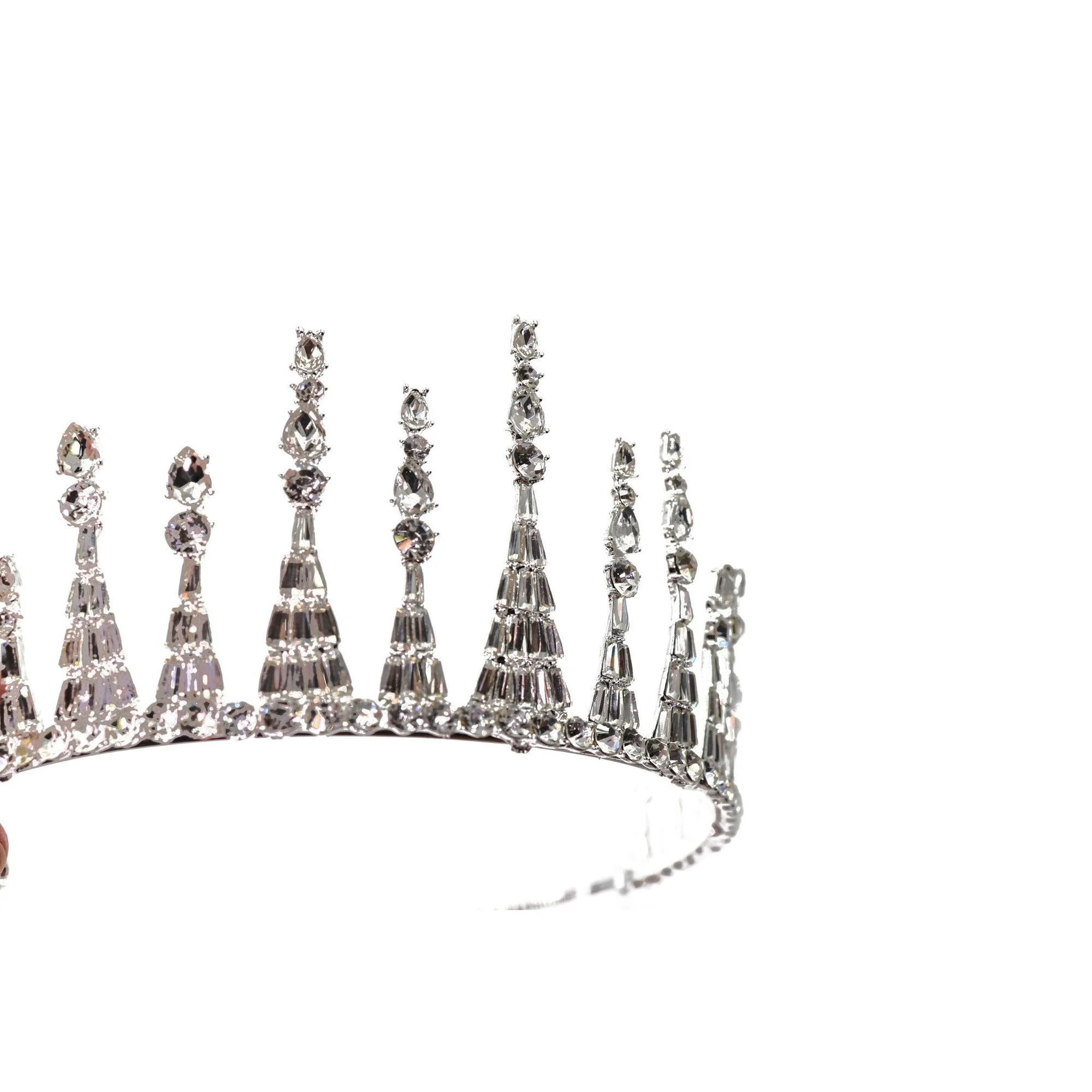 Jazz Age Skyscraper Tiara in Silver | Royalty Crown Bridal Hair Accessory - Image 5