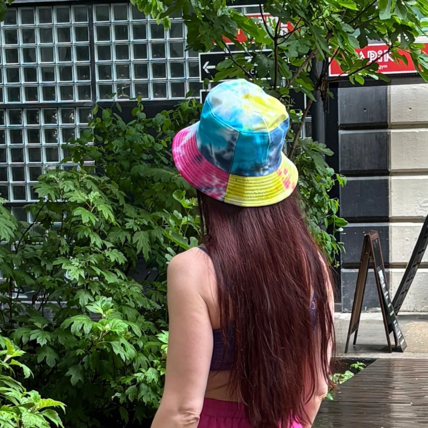 Tie-Dye Bucket Hat in Pink and Green '90s Style Retro Gen Z Aesthetic - Image 4