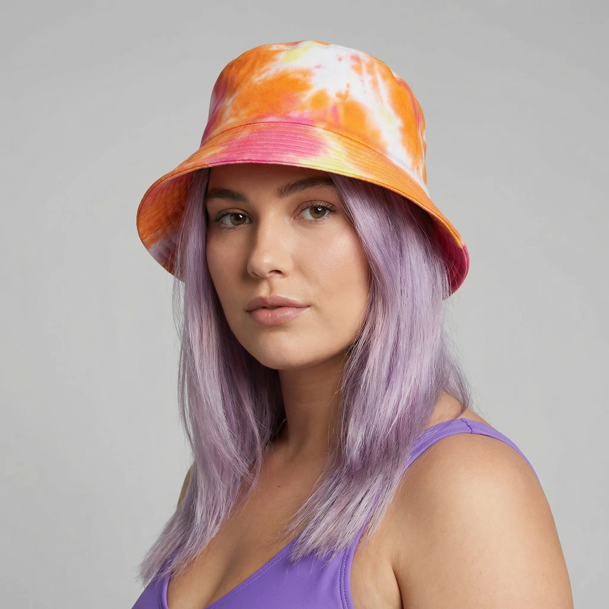 Tie-Dye Bucket Hat in Pink and Orange '90s Style Retro Gen Z Aesthetic - Image 6