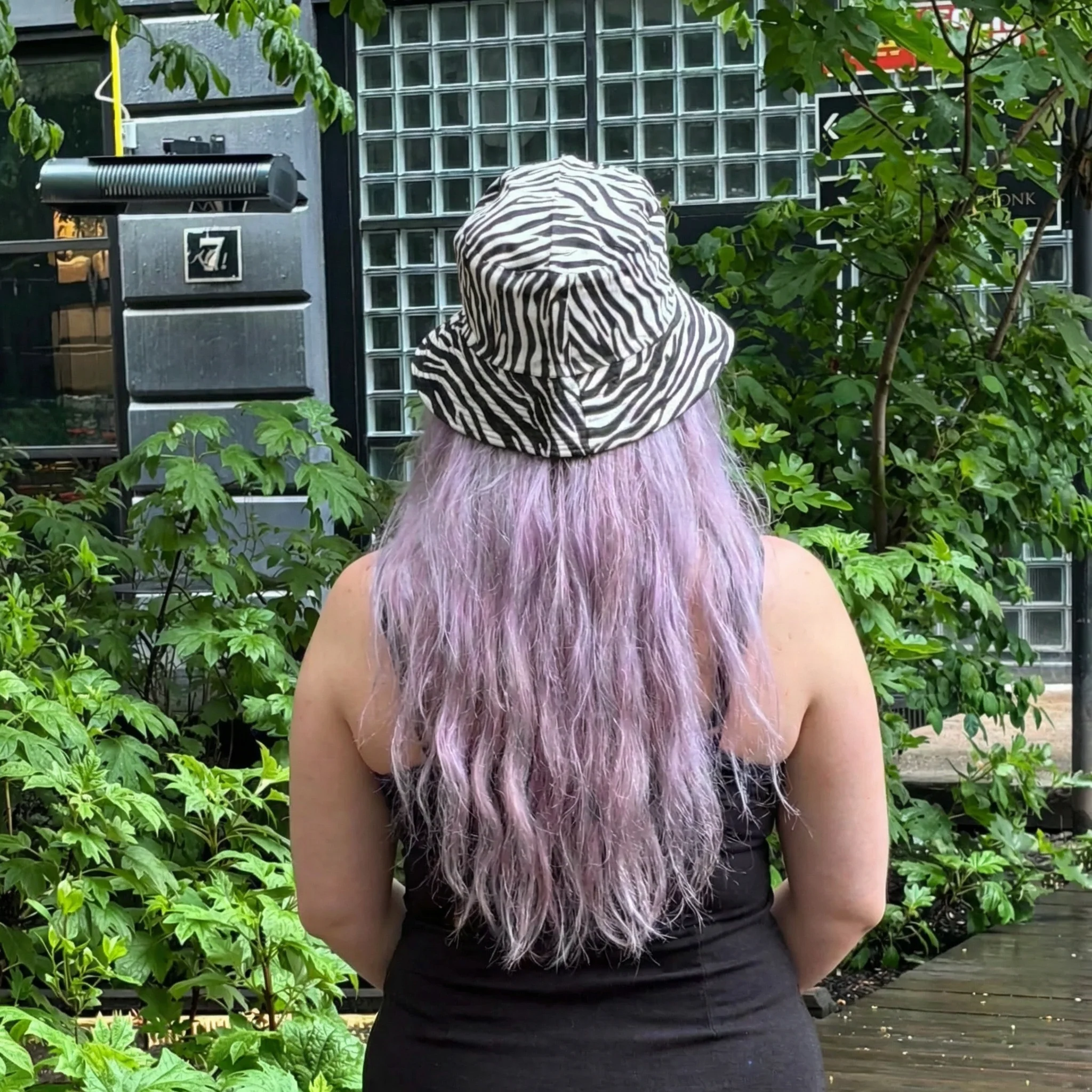 Zebra Print Bucket Hat in Black and White '90s Style Retro Gen Z Aesthetic - Image 2