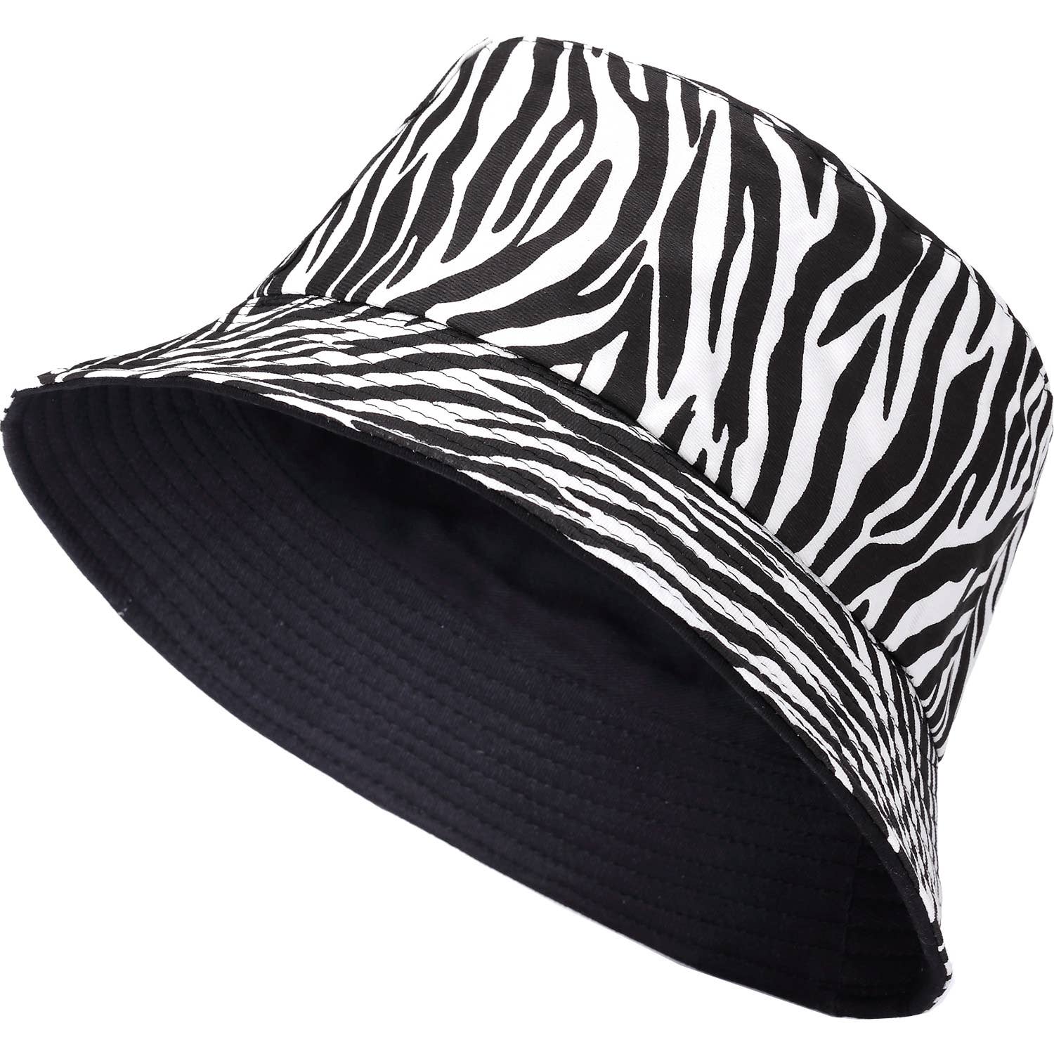 Zebra Print Bucket Hat in Black and White '90s Style Retro Gen Z Aesthetic - Image 4