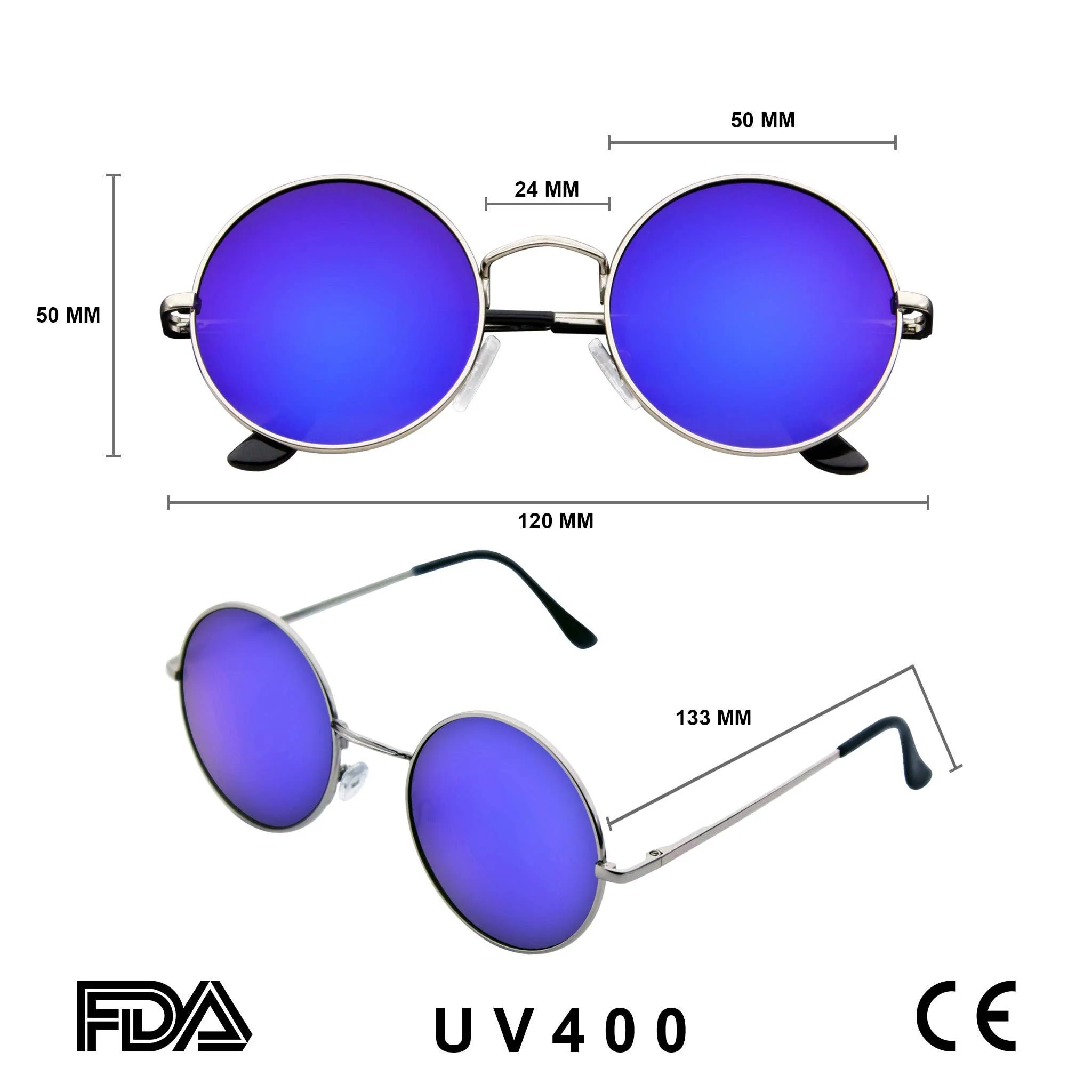John Lennon Inspired Unisex Sunglasses | Round Hippie Retro Shades | UV Protection - Image 11