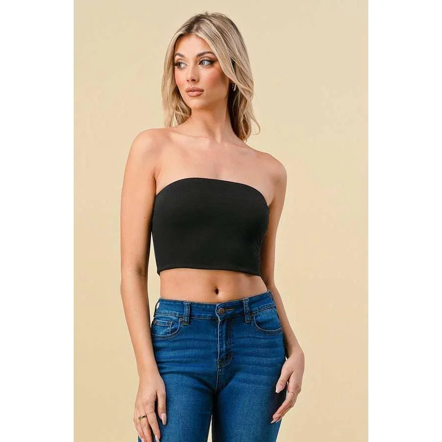 Doubled Layered Back Lace Up Tube Top | Casual Style Sleeveless Cropped Top [Available in Sizes SM-L] - Image 2