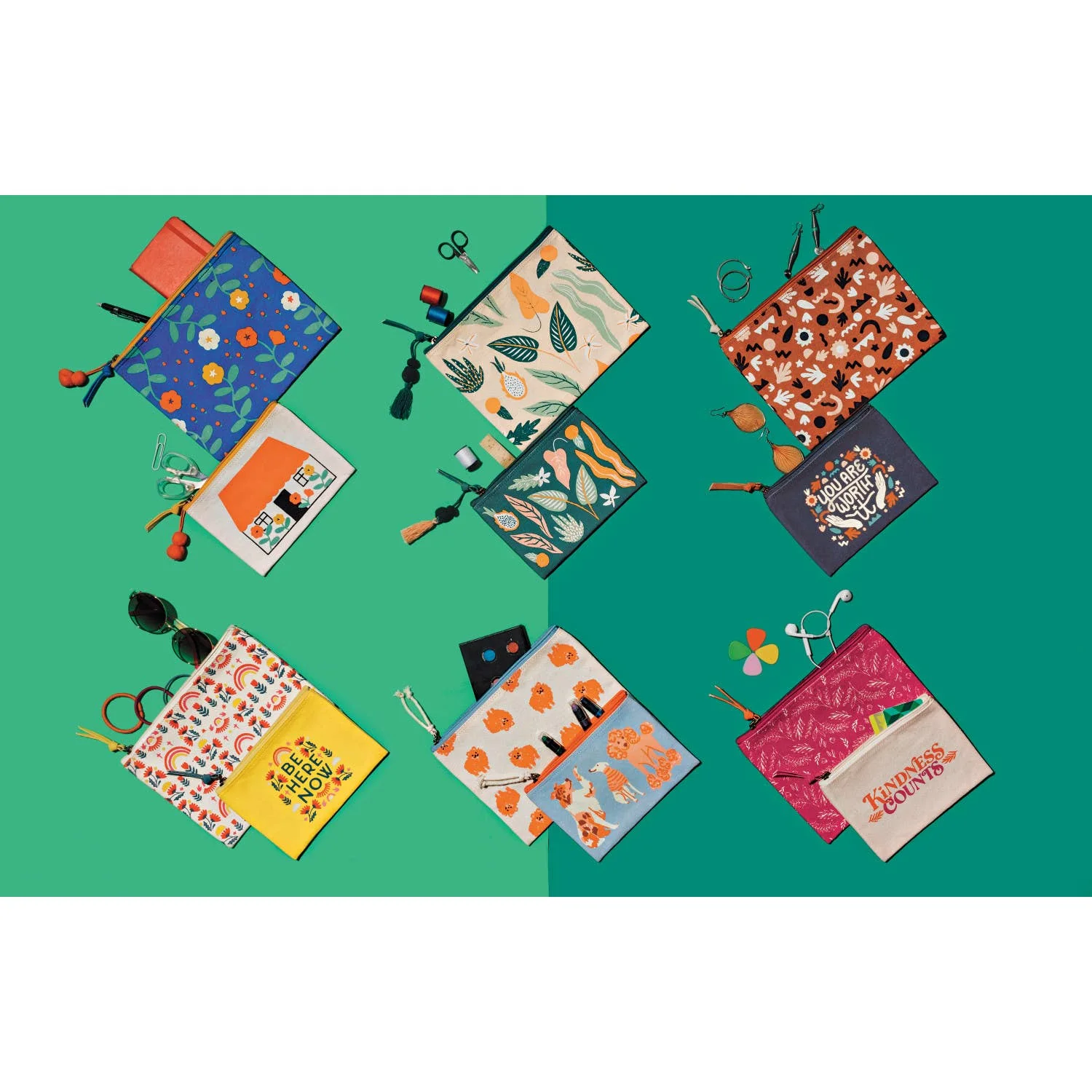 Jubilee Paradise Foliage Zipper Pouches Set of 2 | Storage Case Organizer - Image 2