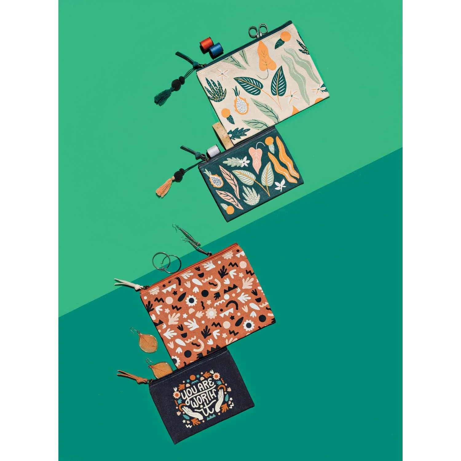 Jubilee Paradise Foliage Zipper Pouches Set of 2 | Storage Case Organizer - Image 3