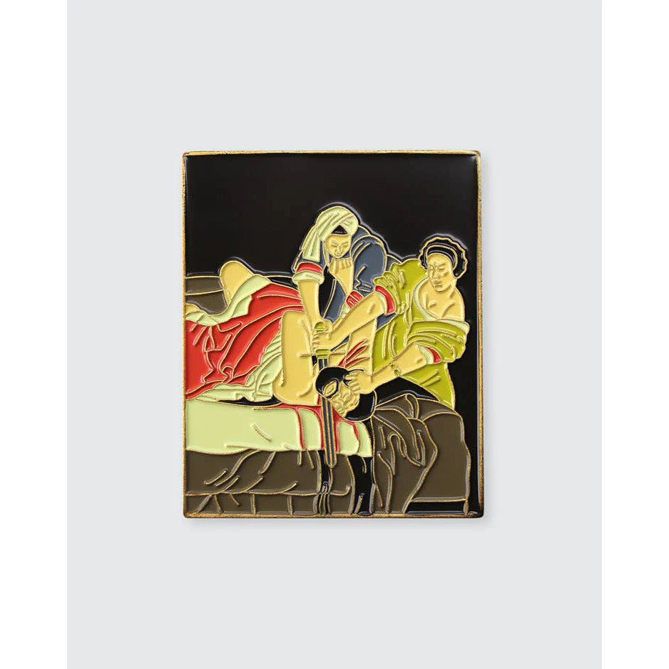 Judith Slaying Holofernes Extra Large Statement Enamel Pin | Soft Lapel Pin | 1.9" x 2.2" - Image 3