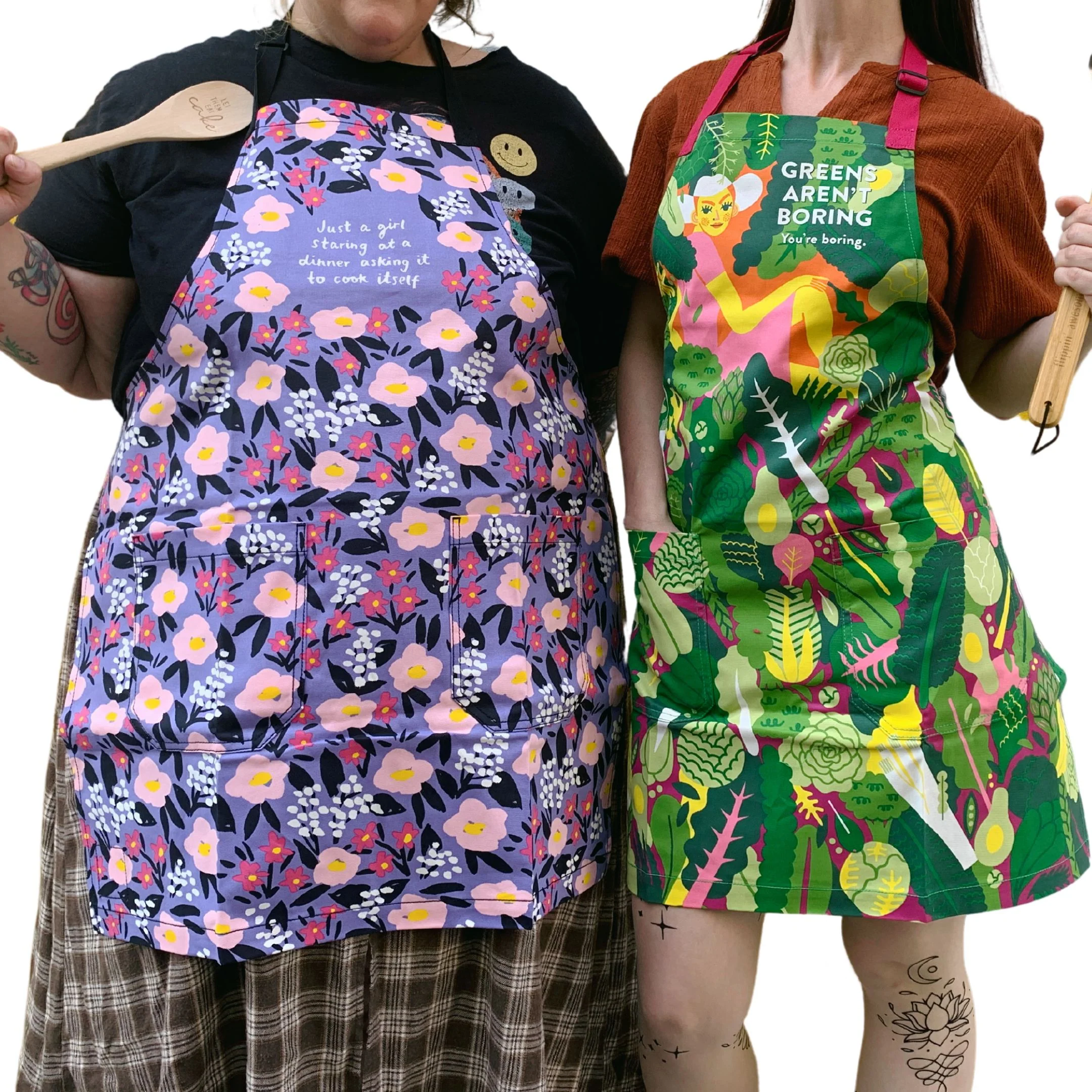 Just A Girl Staring At A Dinner Asking It To Cook Itself Funny Cooking and BBQ Apron 2 Pockets Adjustable Strap 100% Cotton | Gift for Her - Image 2