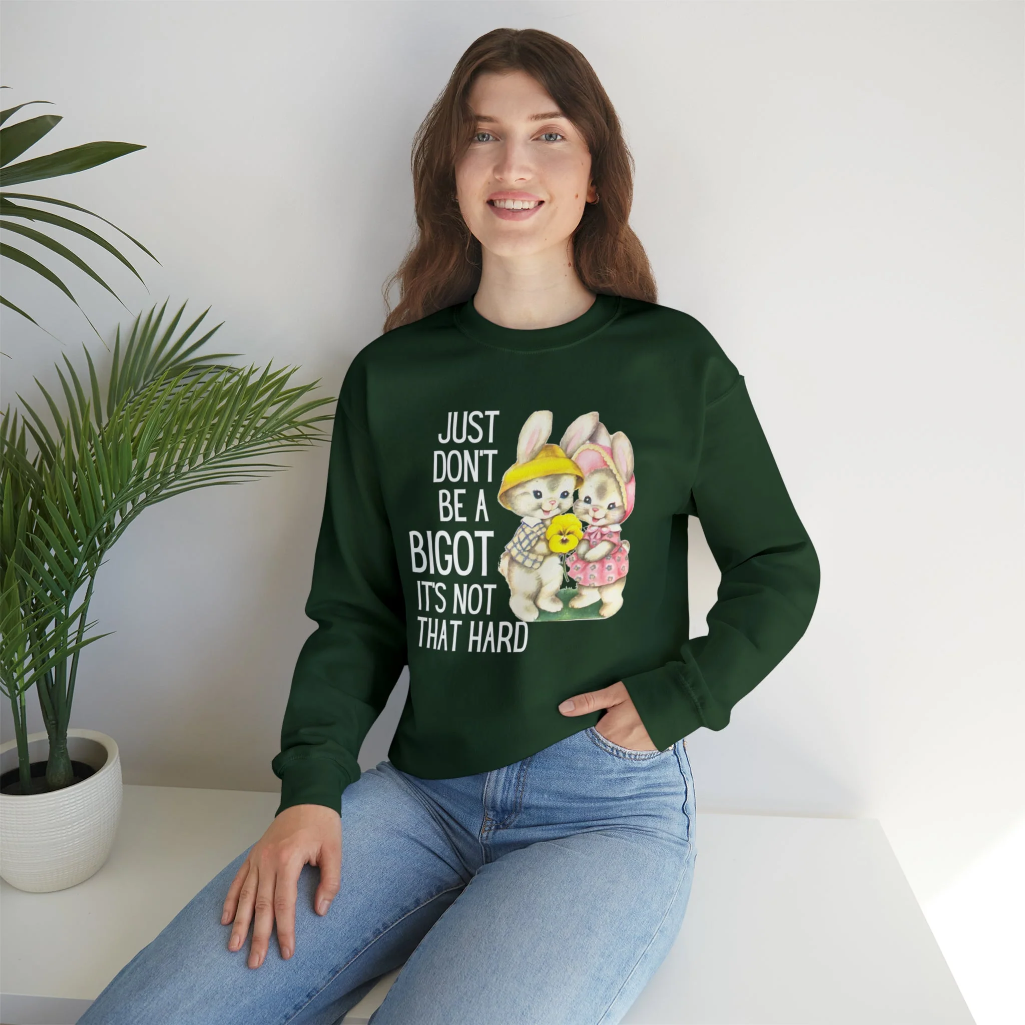 Just Don't Be A Bigot It's Not That Hard Unisex Heavy Blend™ Crewneck Sweatshirt Sizes SM-5XL | Plus Size Available - Image 3