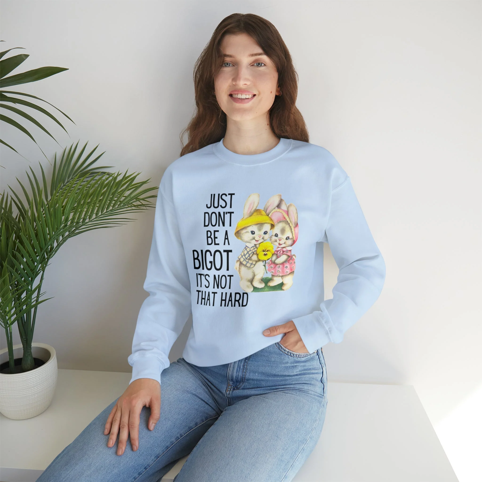 Just Don't Be A Bigot It's Not That Hard Unisex Heavy Blend™ Crewneck Sweatshirt Sizes SM-5XL | Plus Size Available - Image 4
