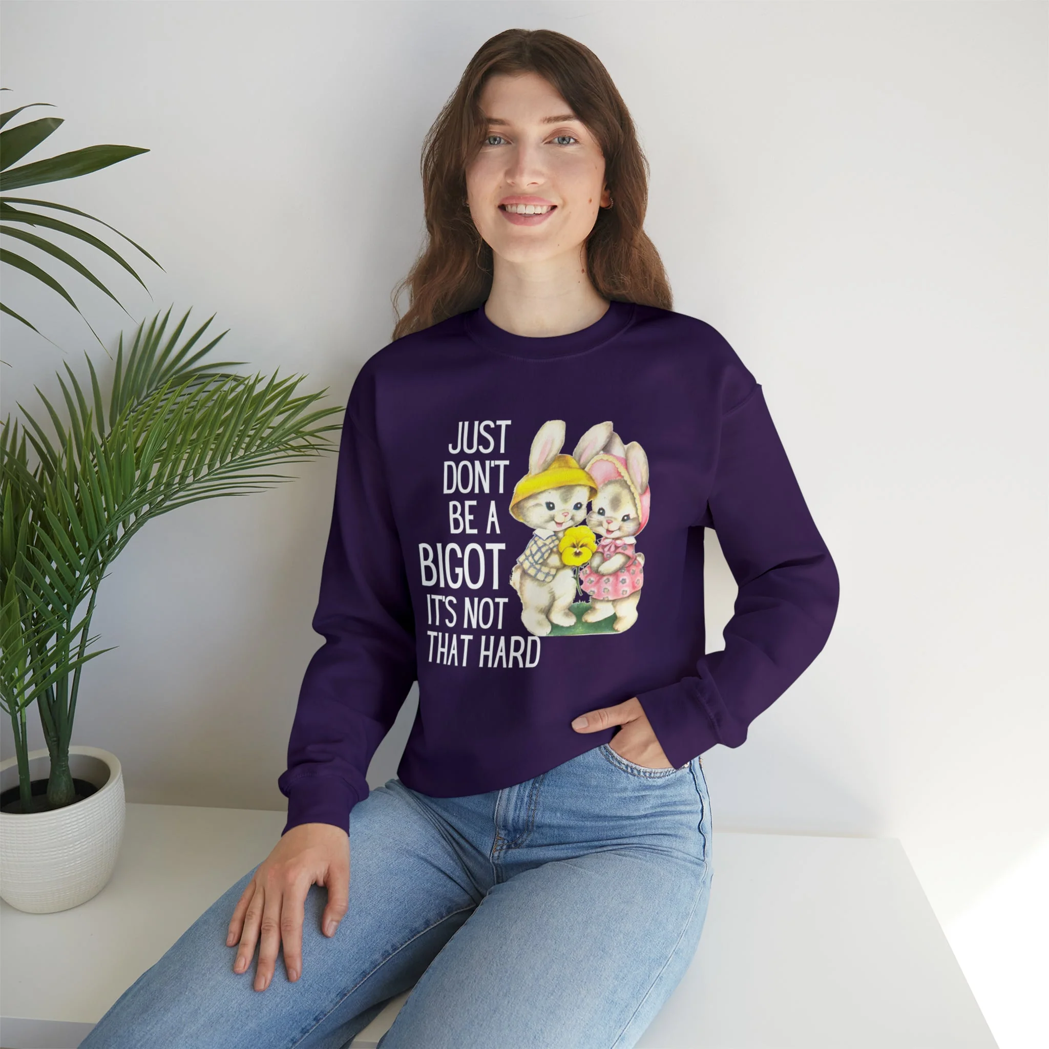 Just Don't Be A Bigot It's Not That Hard Unisex Heavy Blend™ Crewneck Sweatshirt Sizes SM-5XL | Plus Size Available - Image 6
