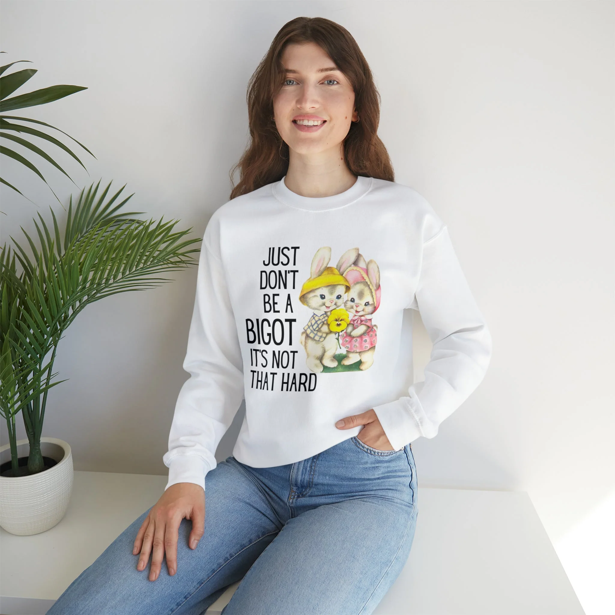 Just Don't Be A Bigot It's Not That Hard Unisex Heavy Blend™ Crewneck Sweatshirt Sizes SM-5XL | Plus Size Available - Image 7