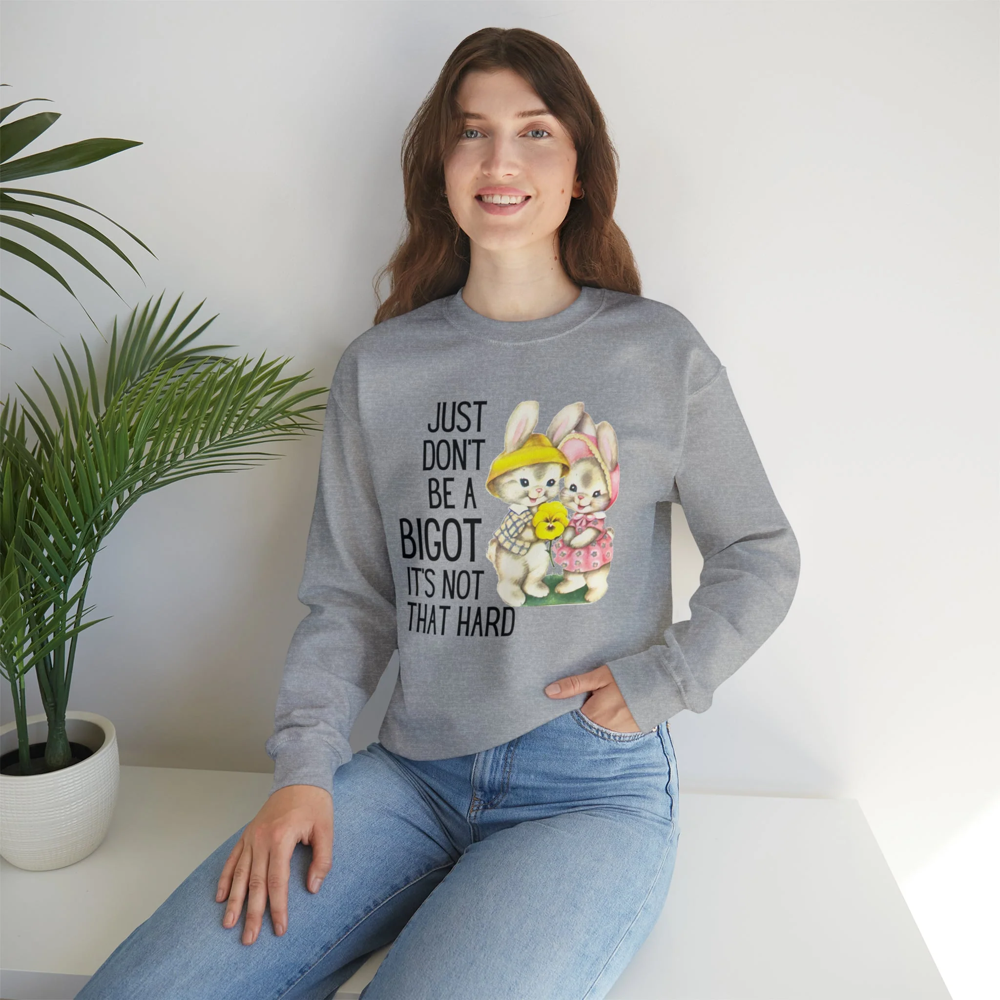 Just Don't Be A Bigot It's Not That Hard Unisex Heavy Blend™ Crewneck Sweatshirt Sizes SM-5XL | Plus Size Available - Image 8