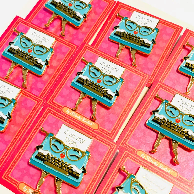 Just My Type Moving Enamel Pin | Typewriter, Moving Paper - Image 5